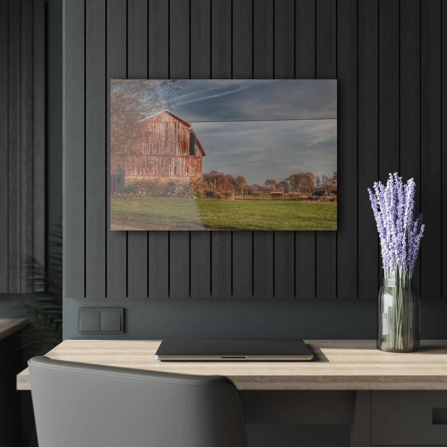 U R There Photography Marathon Road Red Cow Barn Rustic Farmhouse Acrylic Wall Print