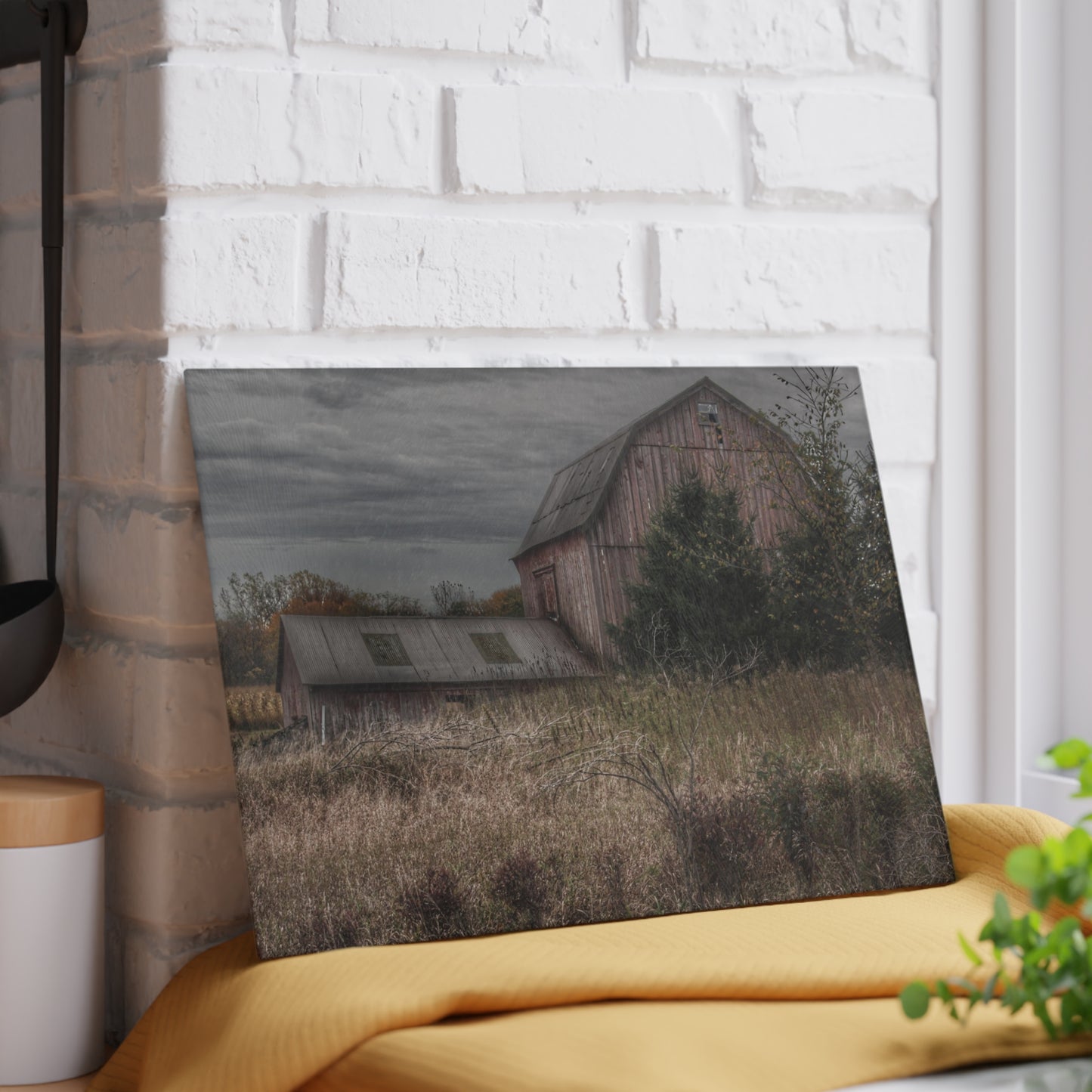 U R There Photography Treasurer Road Red Rustic Farmhouse Tempered-Glass Cutting Board
