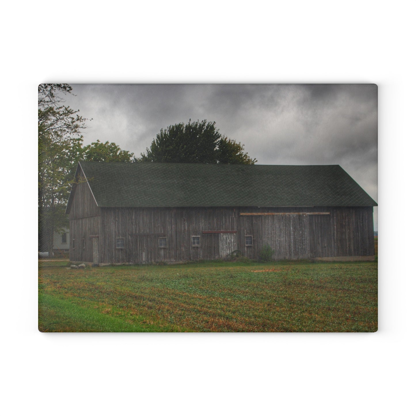 U R There Photography Weaver Road Grey Rustic Farmhouse Tempered-Glass Cutting Board