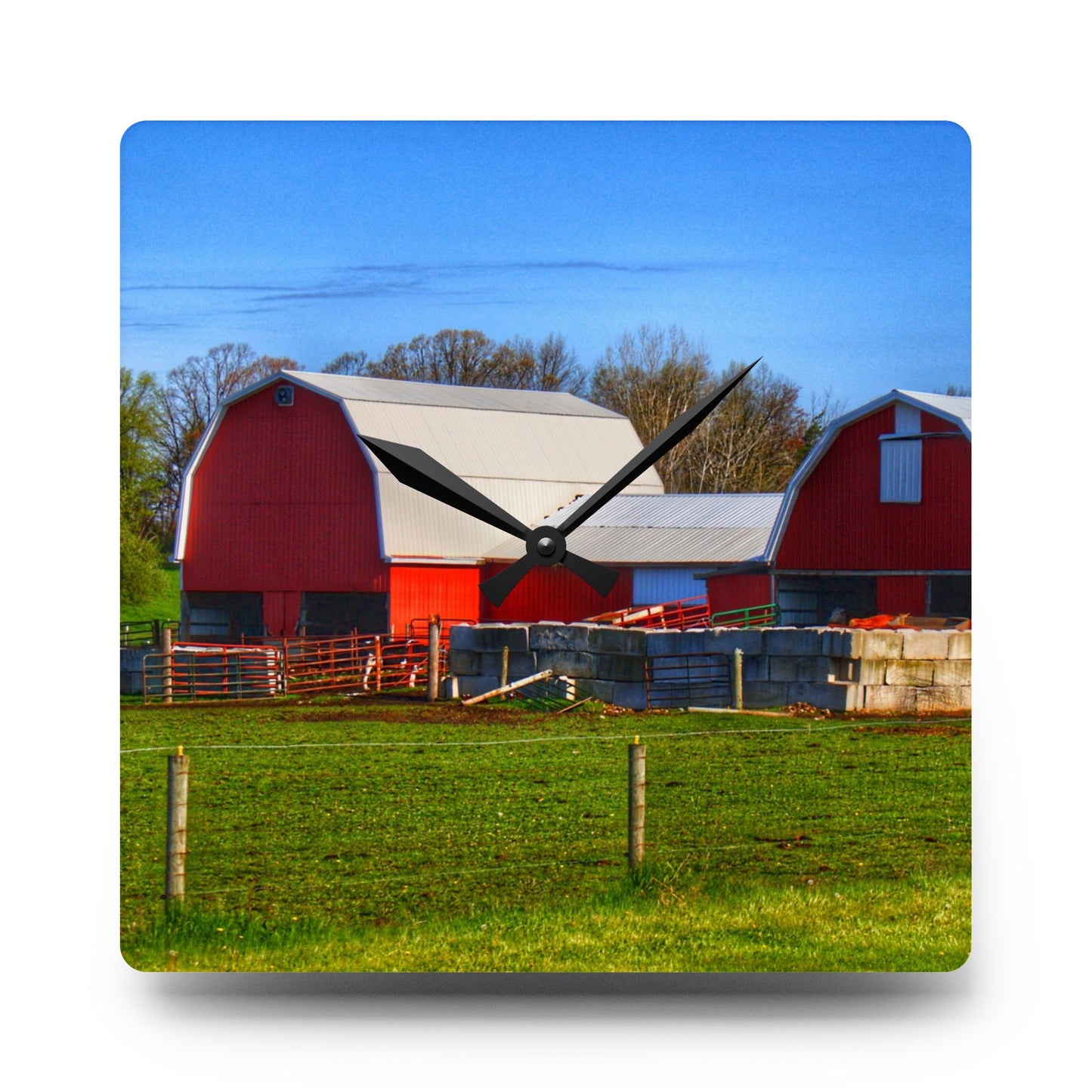 U R There Photography M-15 Reds Rustic Farmhouse Acrylic Analog Wall Clock