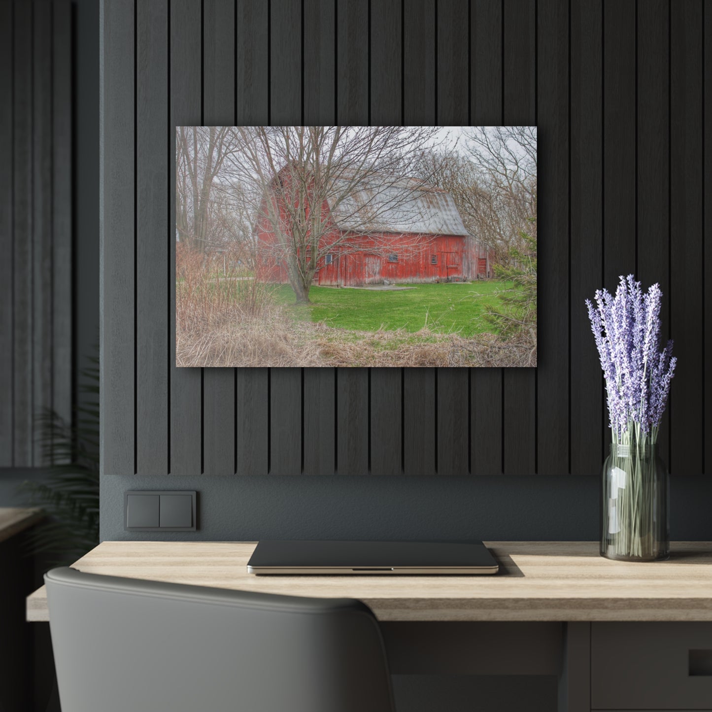 U R There Photography Dodge Road Rusted Red Rustic Farmhouse Acrylic Wall Print