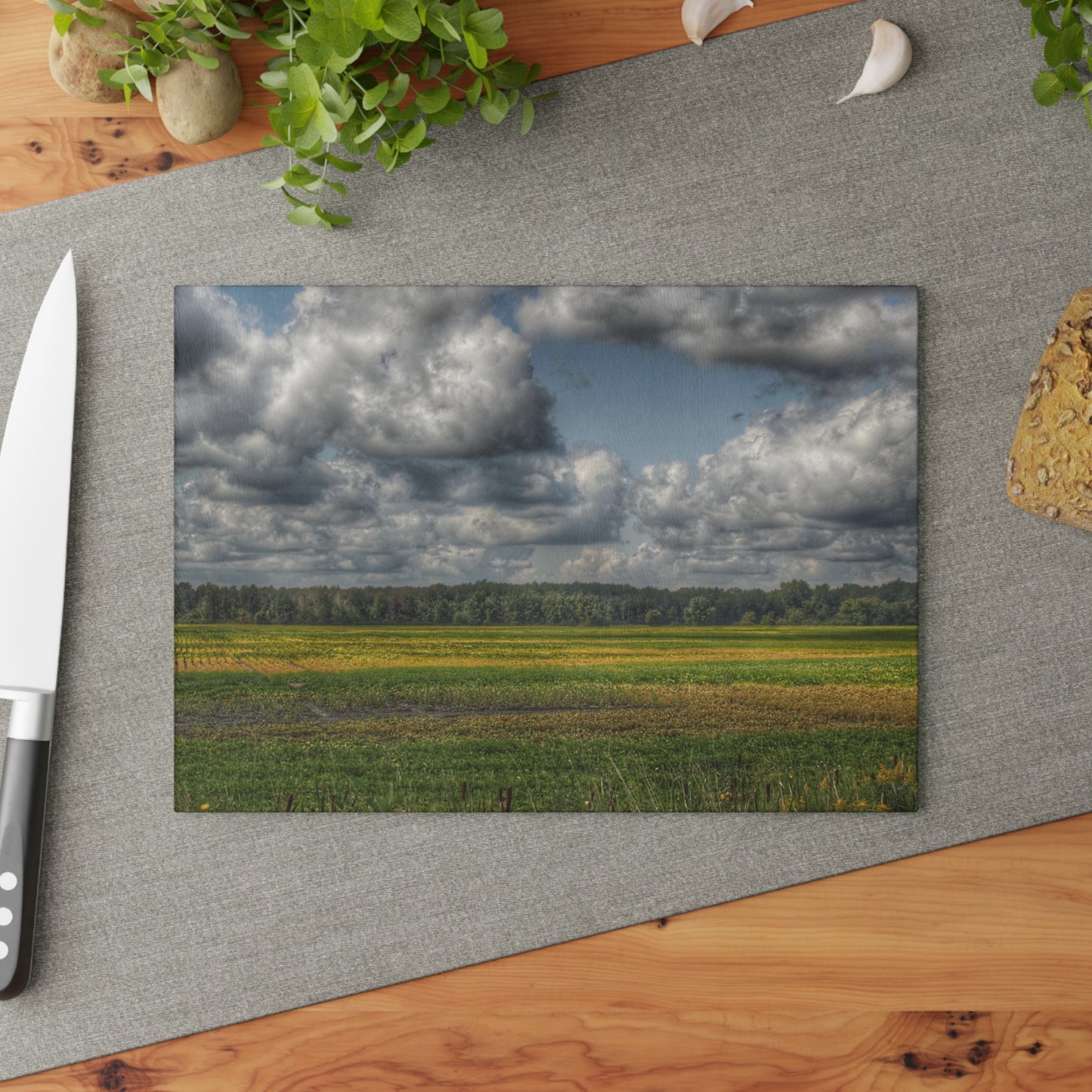 U R There Photography Skies of September Rustic Farmhouse Tempered-Glass Cutting Board