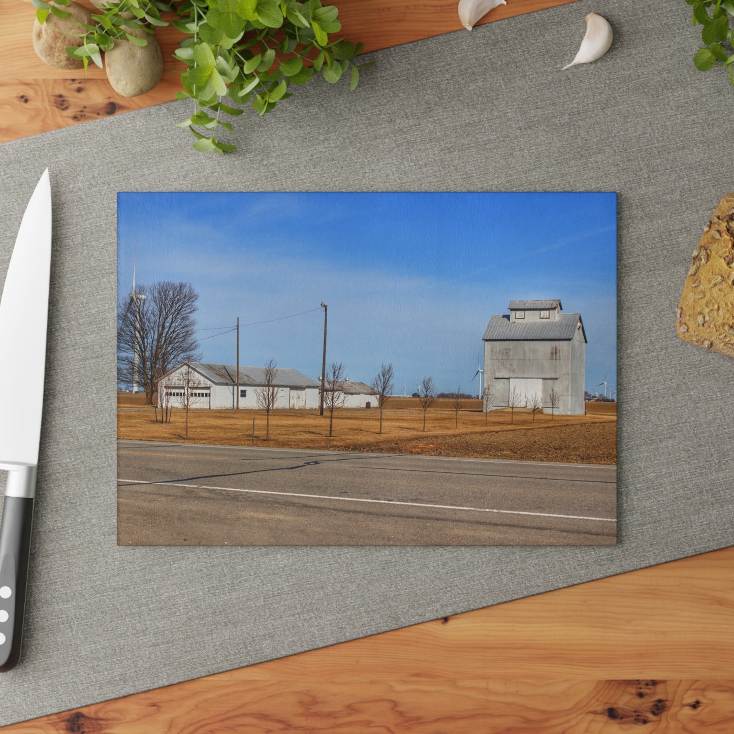 U R There Photography Sebewaing Road Whites Rustic Farmhouse Tempered-Glass Cutting Board