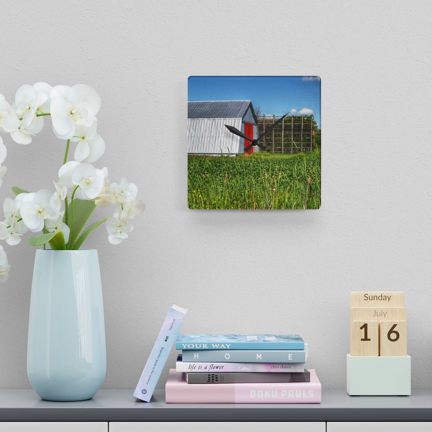 U R There Photography Montrose Farm II Rustic Farmhouse Acrylic Analog Wall Clock