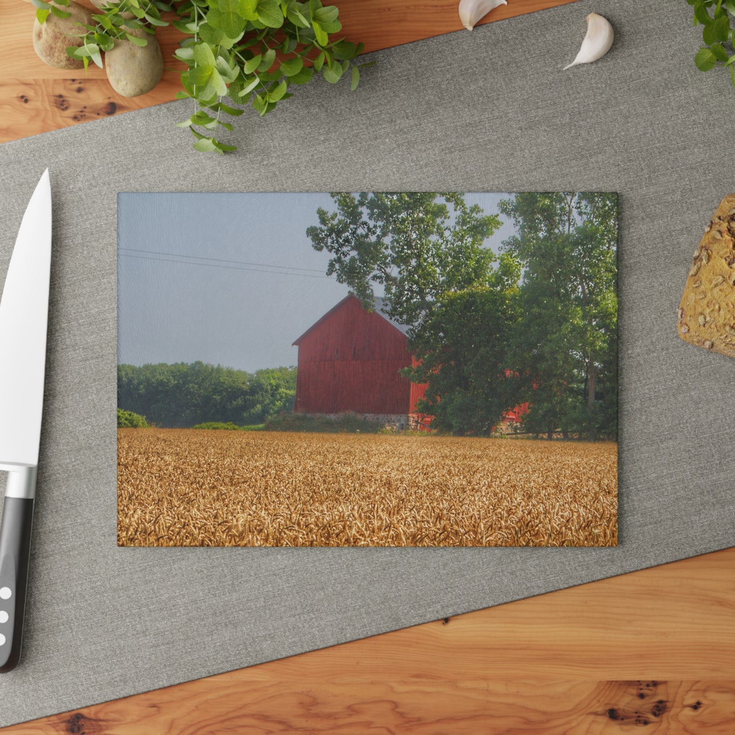 U R There Photography Tubspring Road Hidden Red Rustic Farmhouse Tempered-Glass Cutting Board