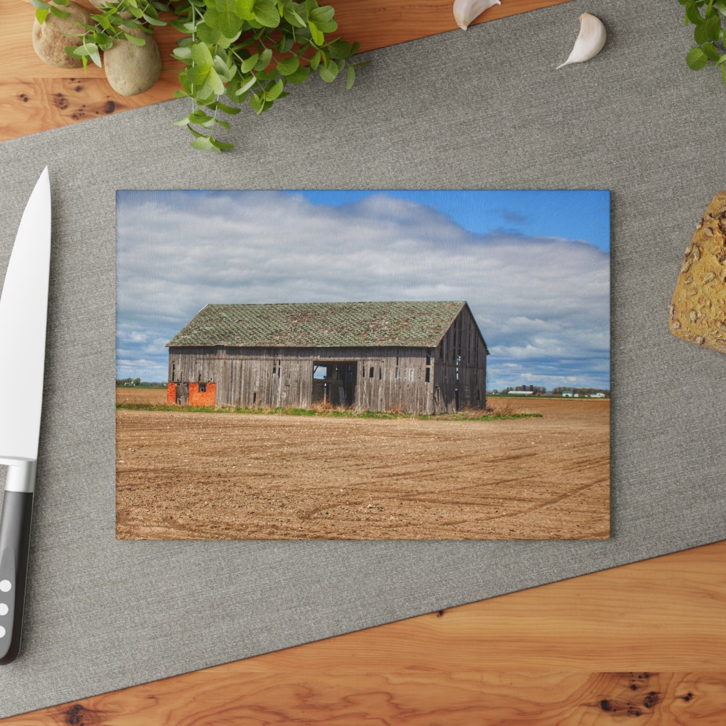 U R There Photography Rescue Road Grey Rustic Farmhouse Tempered-Glass Cutting Board
