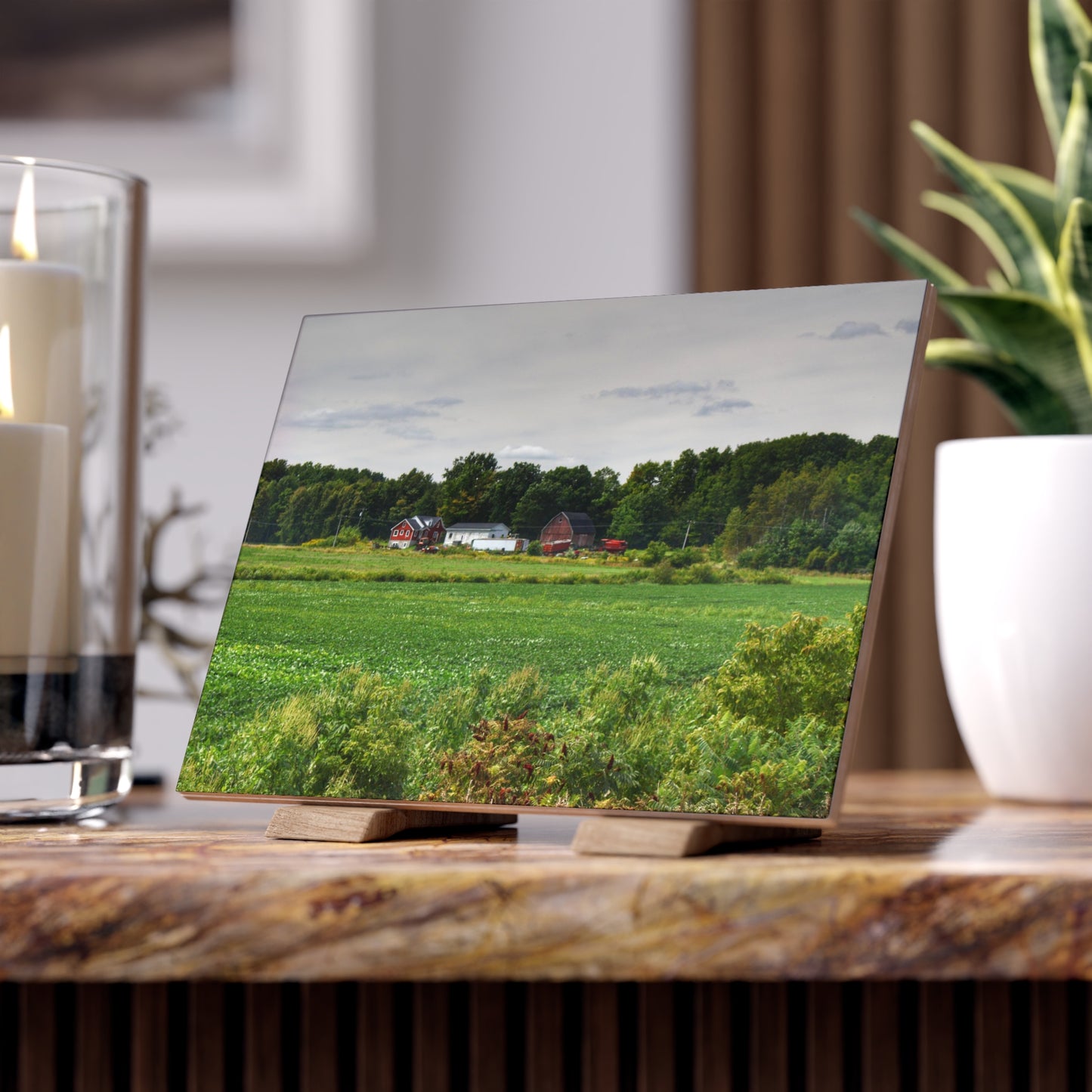 U R There Photography Across the Field in Silverwood Rustic Farmhouse Decorative Ceramic Tile