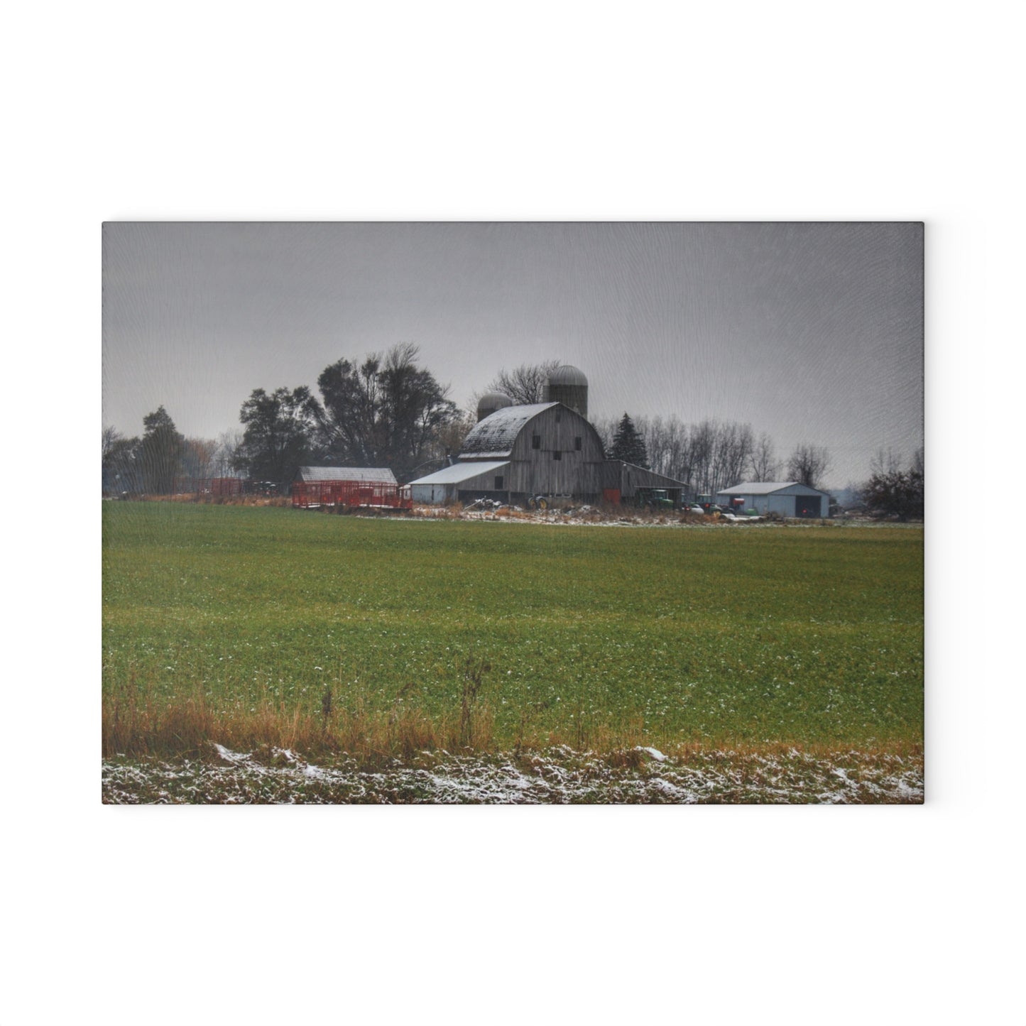 U R There Photography Shepard Road Grey Rustic Farmhouse Tempered-Glass Cutting Board