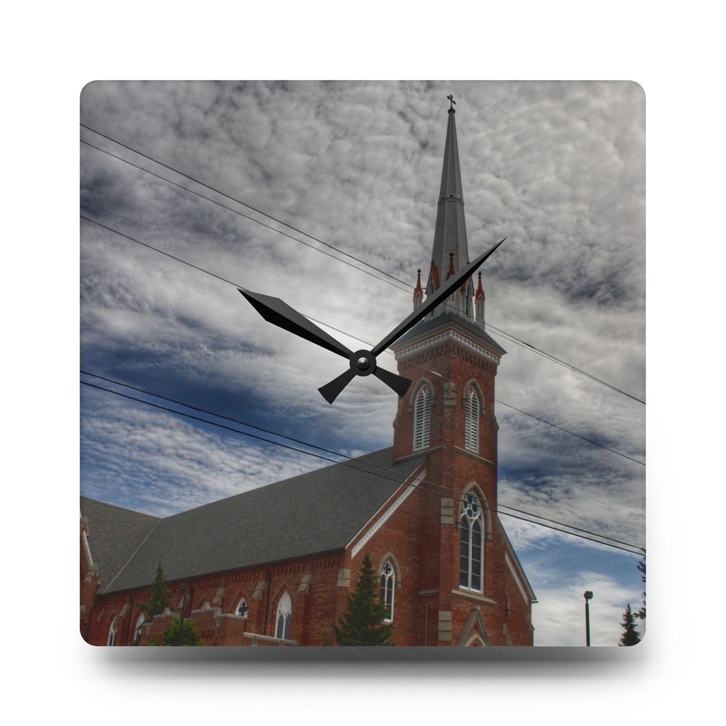 U R There Photography Frankenmuth Catholic Church Rustic Farmhouse Acrylic Analog Wall Clock