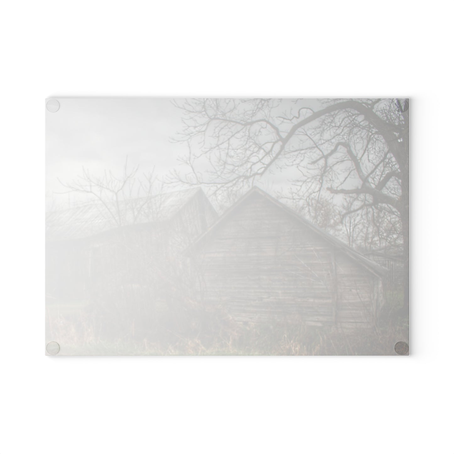 U R There Photography Bowers Road Greys II Rustic Farmhouse Tempered-Glass Cutting Board
