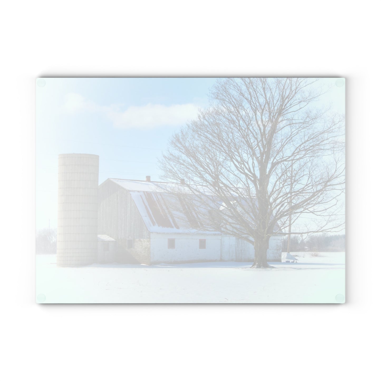 U R There Photography Barnes Road White Rustic Farmhouse Tempered-Glass Cutting Board
