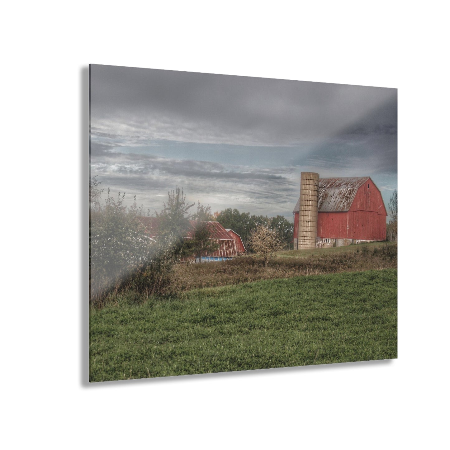 U R There Photography Clear Lake Road Red Rustic Farmhouse Acrylic Wall Print