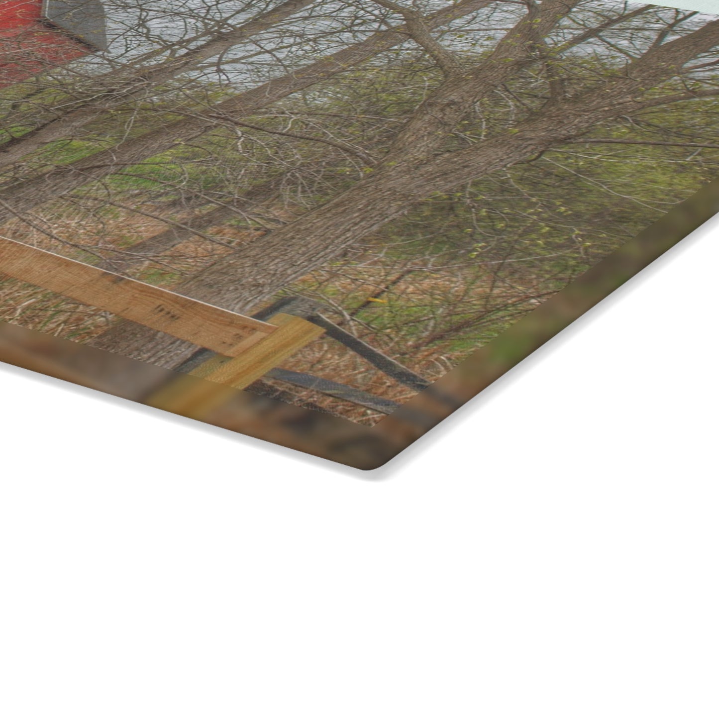 U R There Photography Patriot Red Rustic Farmhouse Tempered-Glass Cutting Board