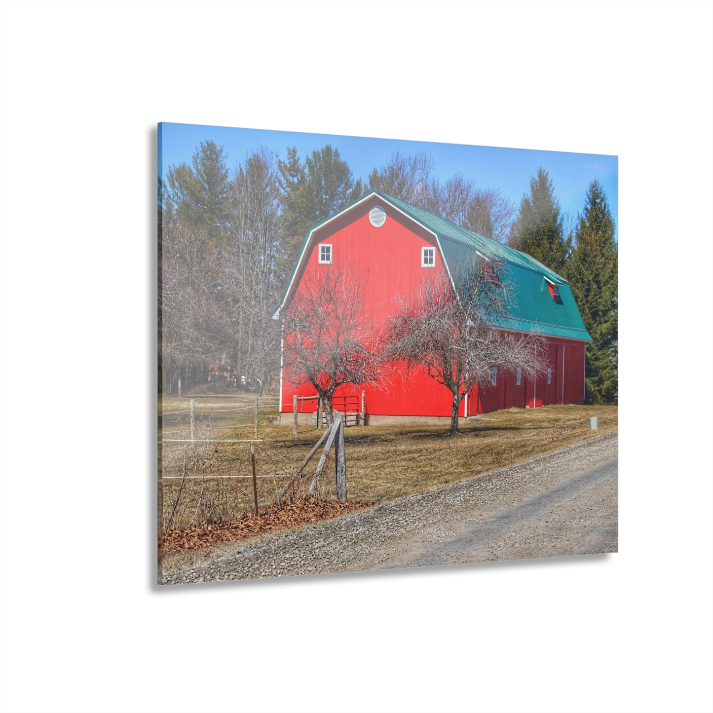 U R There Photography Campground Road Red Rustic Farmhouse Acrylic Wall Print