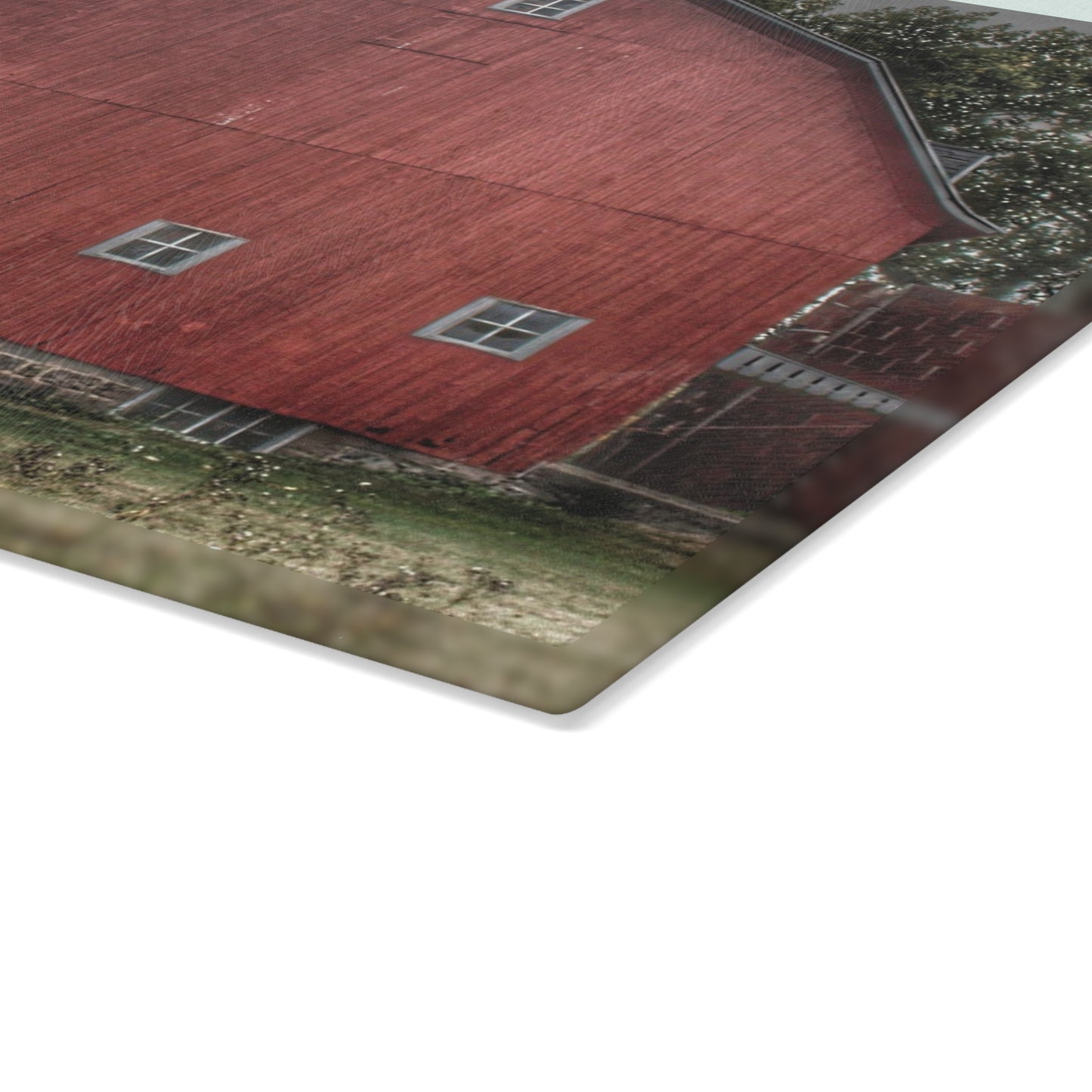 U R There Photography Vassar Road Red II Rustic Farmhouse Tempered-Glass Cutting Board