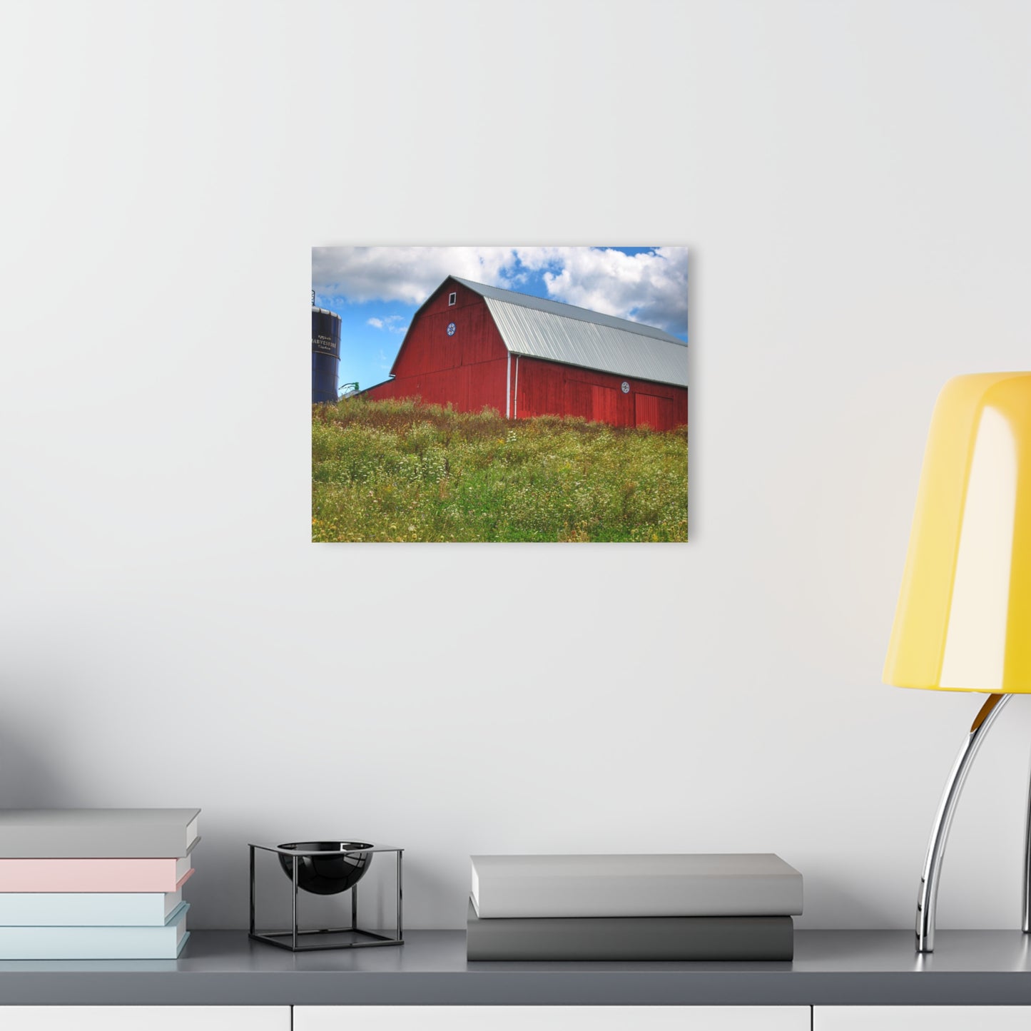 U R There Photography South Henderson Road Hilltop Red III Rustic Farmhouse Acrylic Wall Print