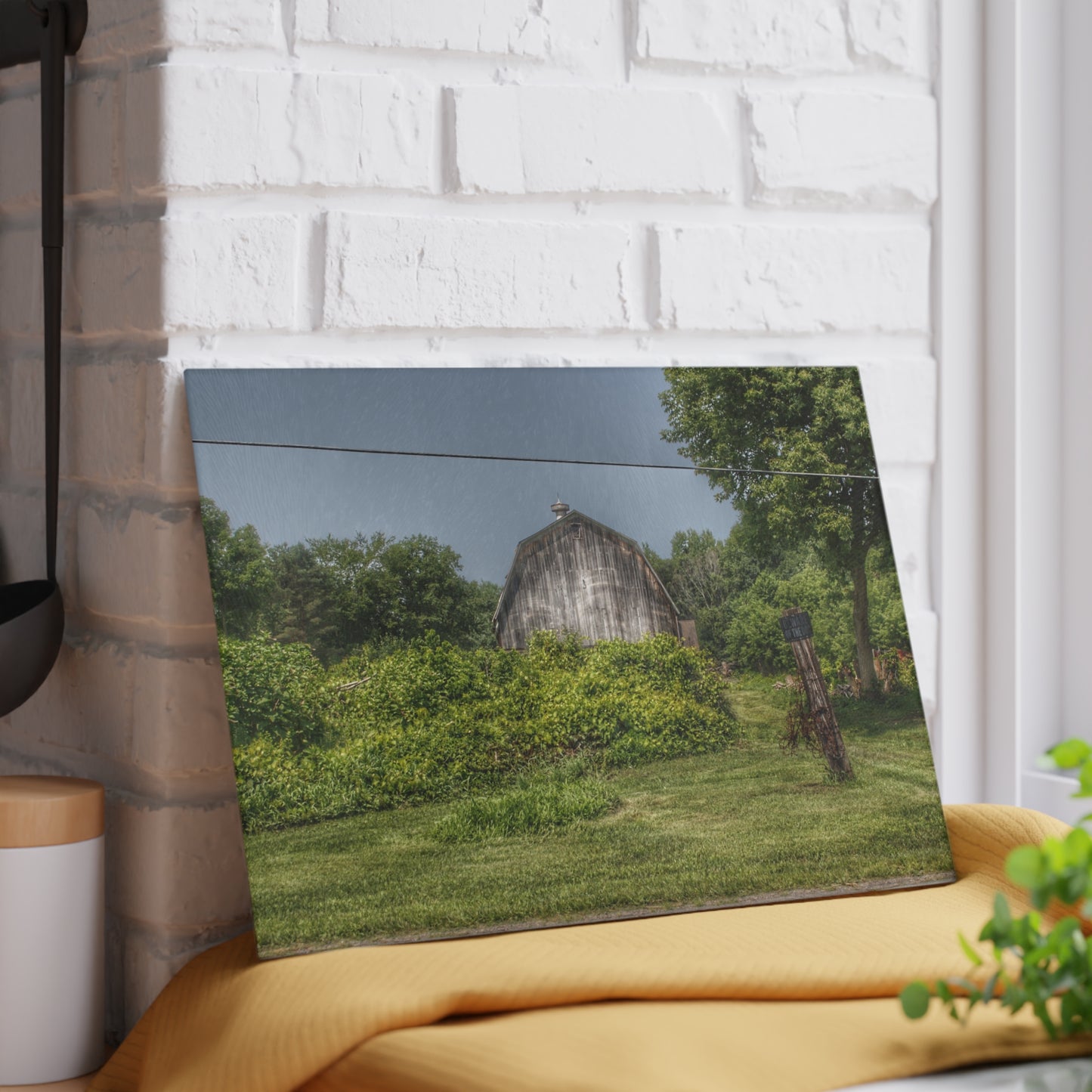 U R There Photography Vassar Road Hidden Grey I Rustic Farmhouse Tempered-Glass Cutting Board