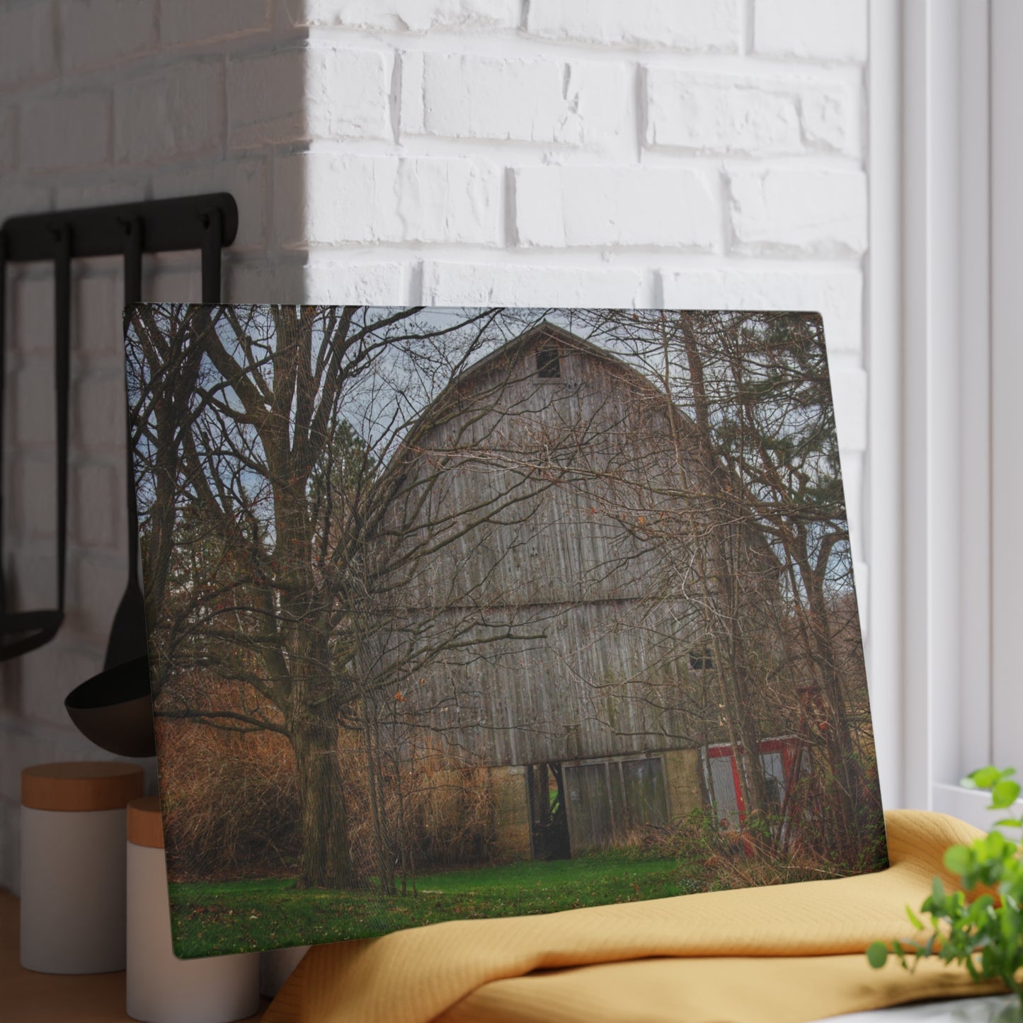 U R There Photography West Murphy Lake Road Grey Rustic Farmhouse Tempered-Glass Cutting Board