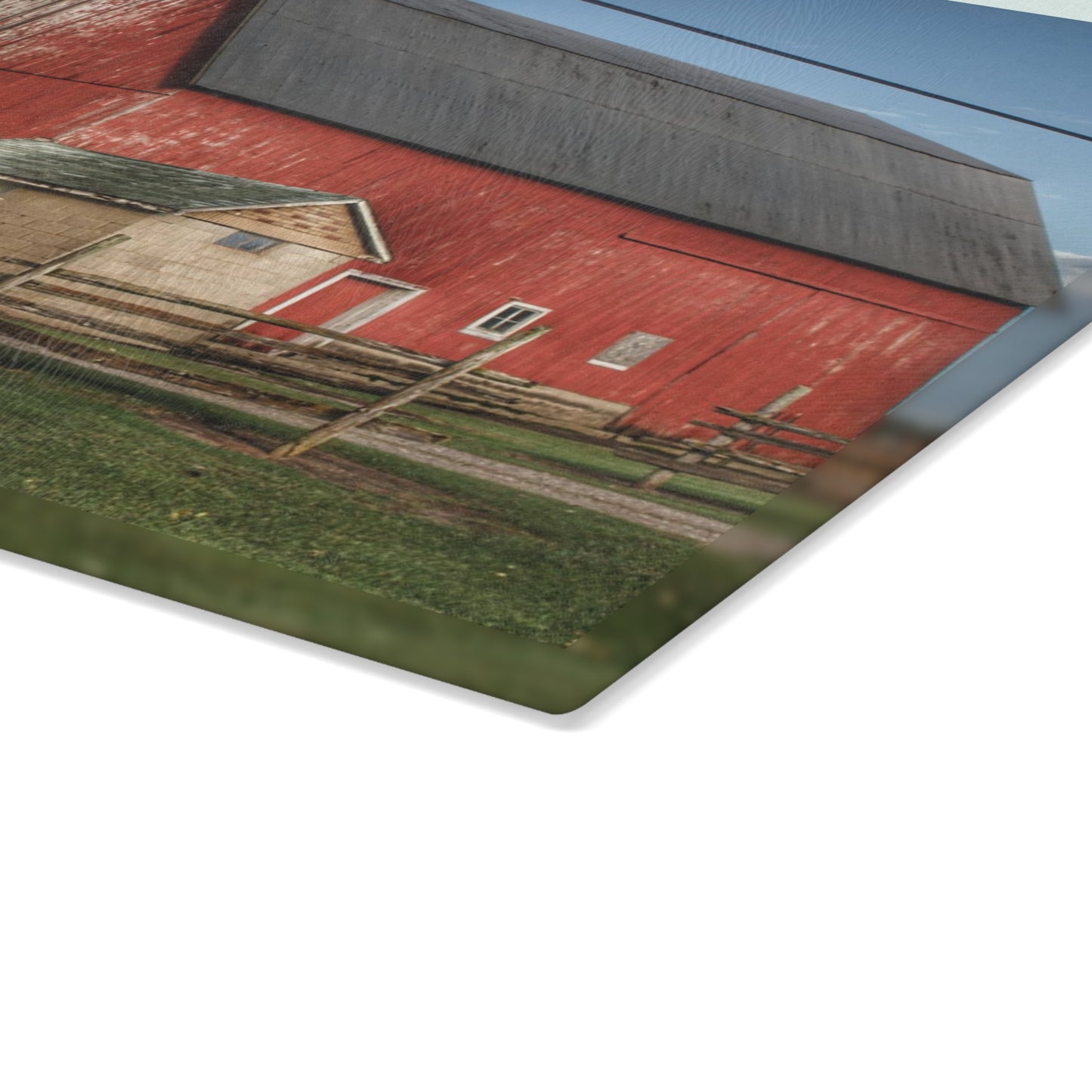 U R There Photography Brown City Lincoln Street Red Rustic Farmhouse Tempered-Glass Cutting Board