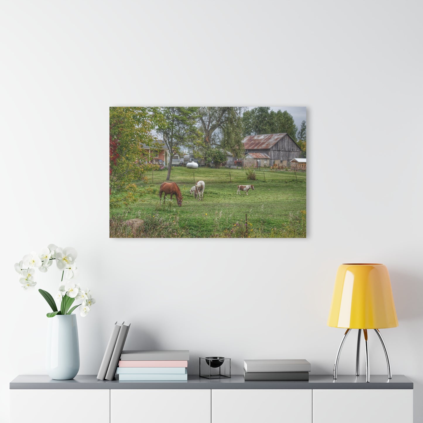 U R There Photography Front Yard Ponies Rustic Farmhouse Acrylic Wall Print