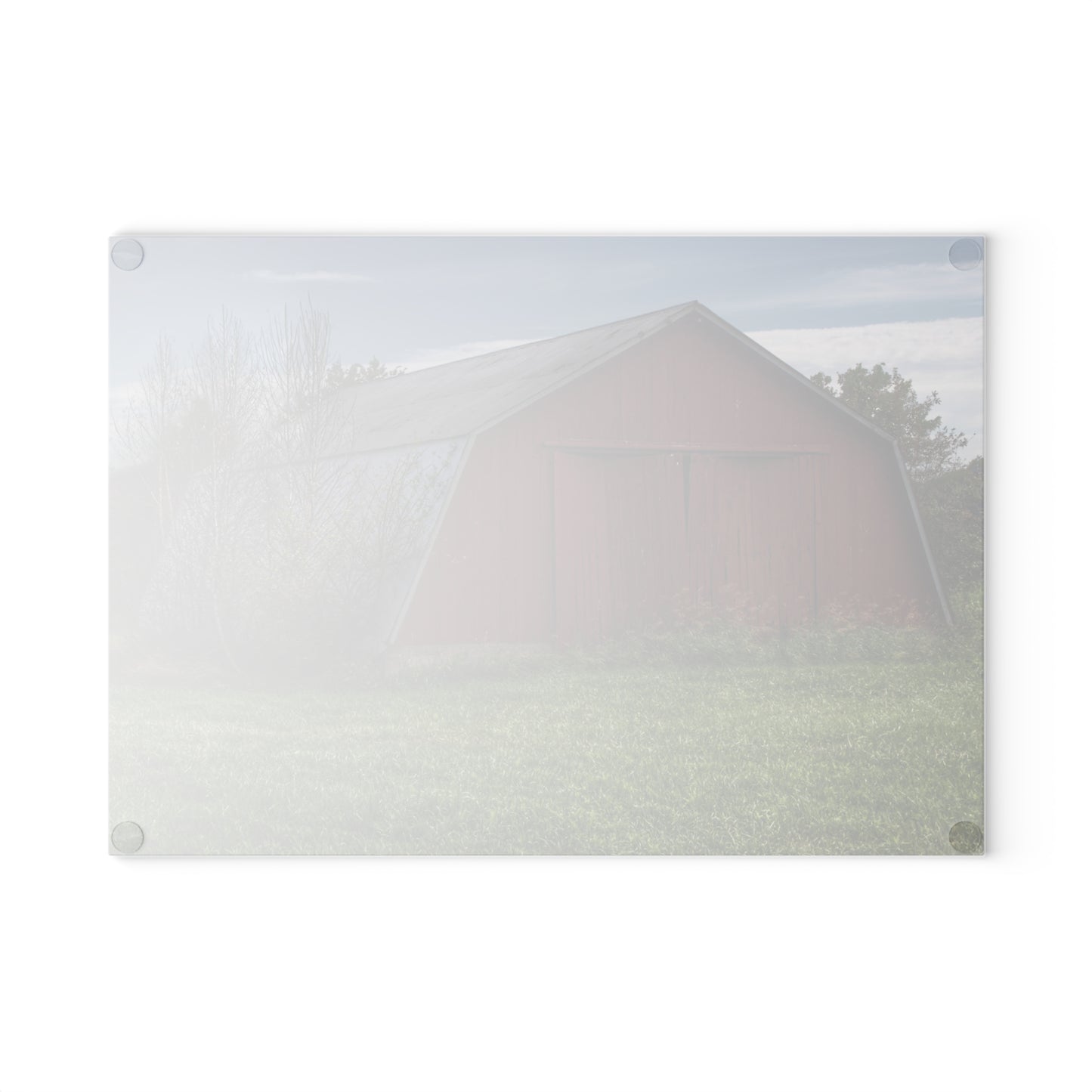 U R There Photography Piersonville Road Red Quonset Rustic Farmhouse Tempered-Glass Cutting Board