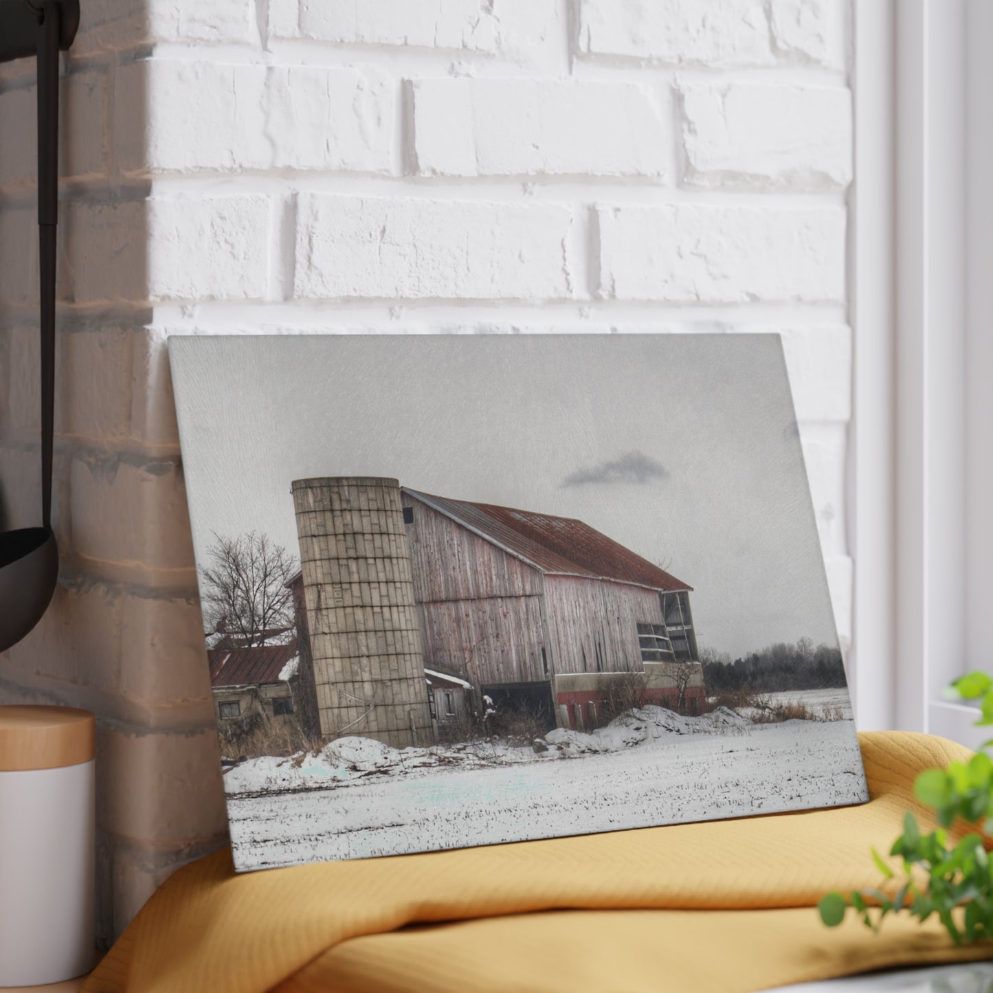 U R There Photography Babcock Road Grey Rustic Farmhouse Tempered-Glass Cutting Board