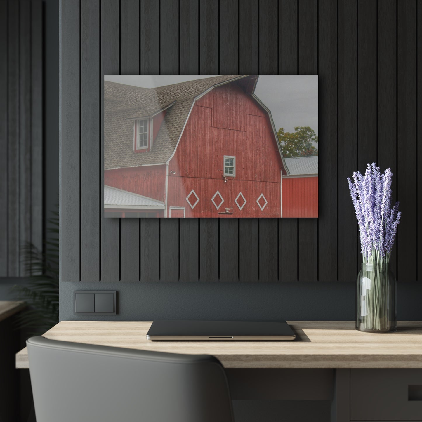 U R There Photography Brauer Road Red Rustic Farmhouse Acrylic Wall Print