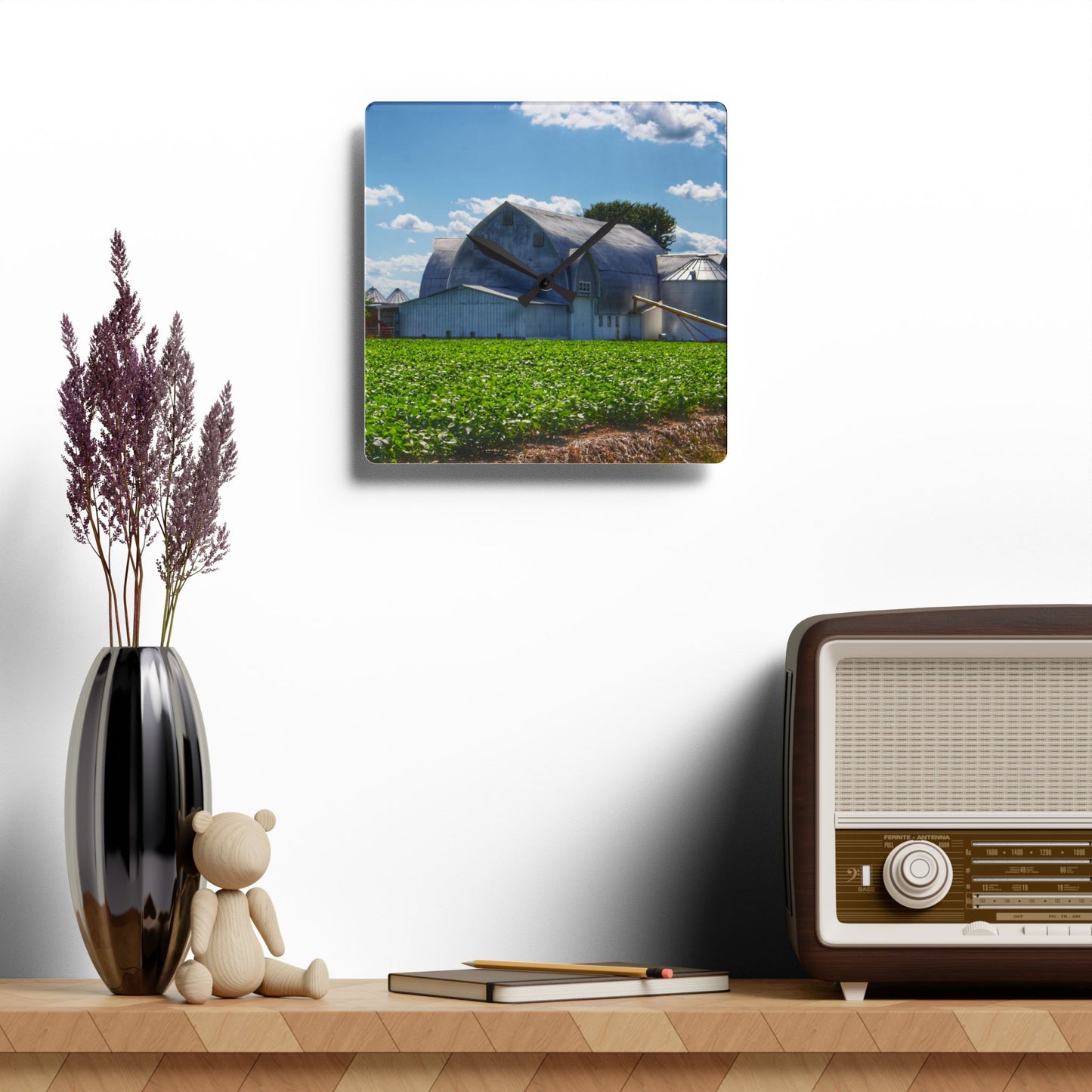 U R There Photography Canada Road White Rustic Farmhouse Acrylic Analog Wall Clock