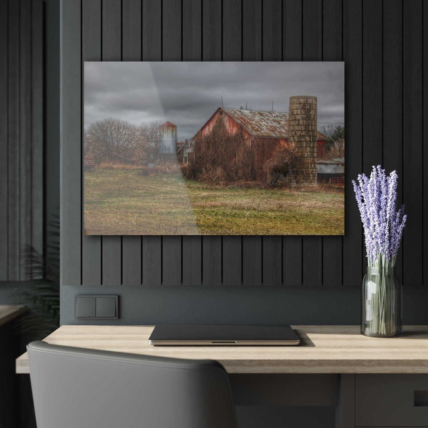 U R There Photography Slattery Road Old Red and Silo II Rustic Farmhouse Acrylic Wall Print