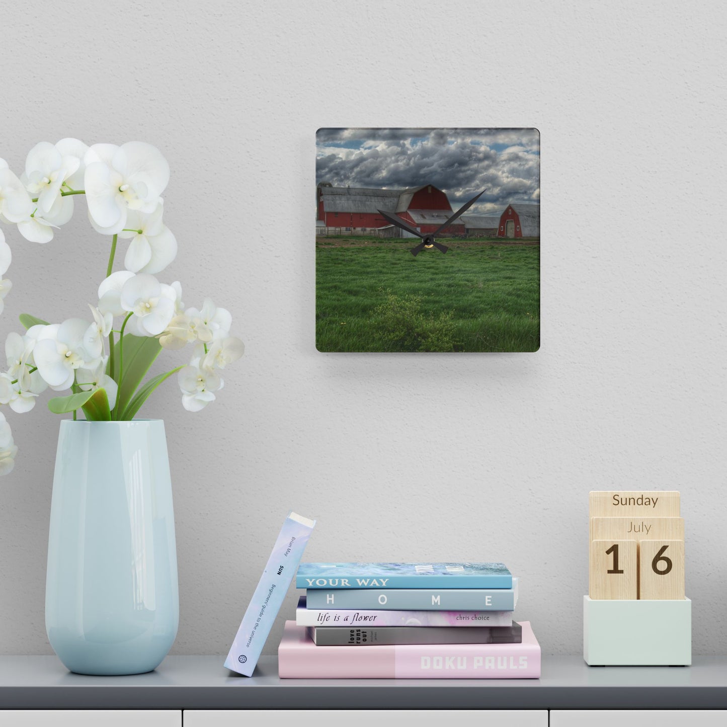 U R There Photography North Sandusky Reds Rustic Farmhouse Acrylic Analog Wall Clock