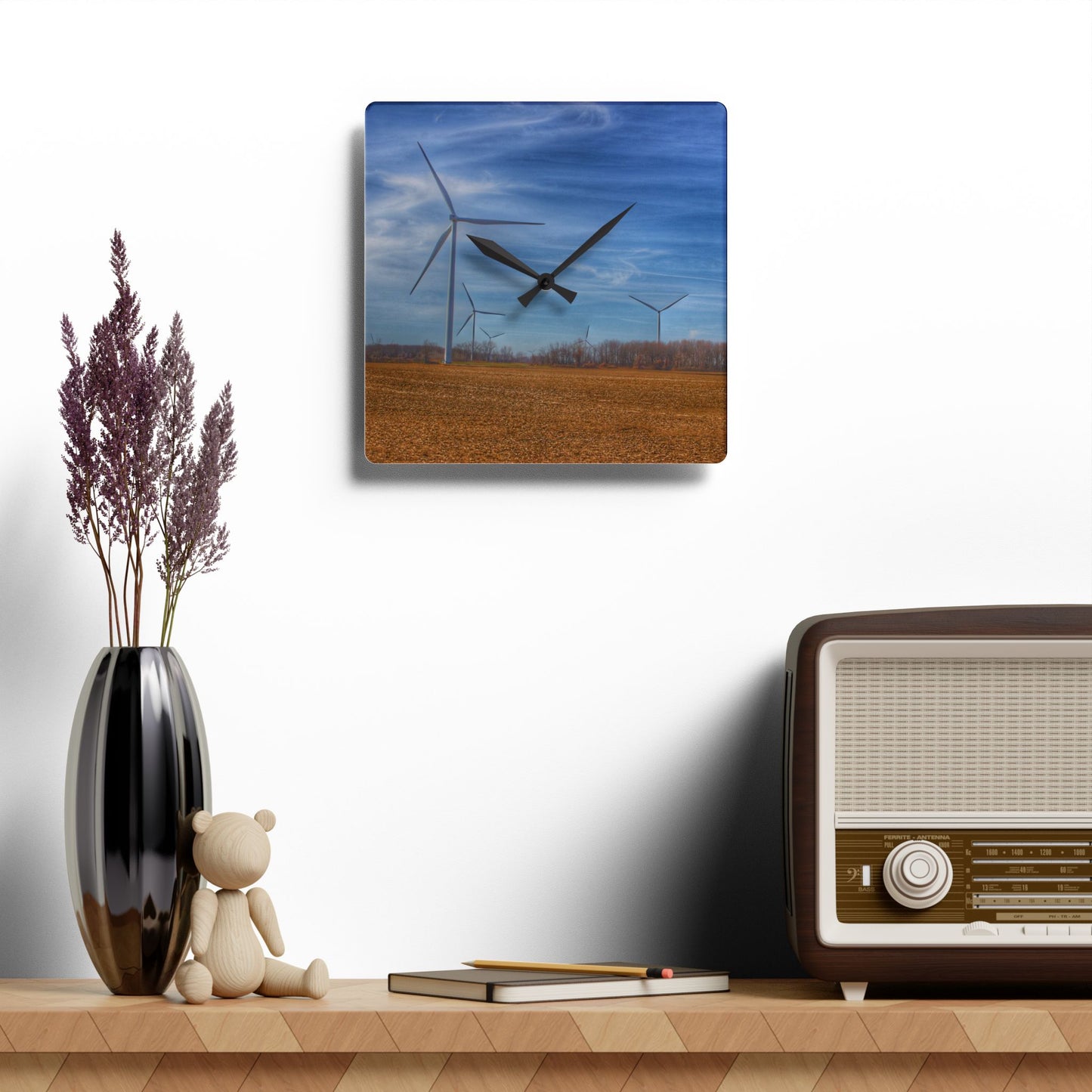 U R There Photography Windmill Alley Rustic Farmhouse Acrylic Analog Wall Clock