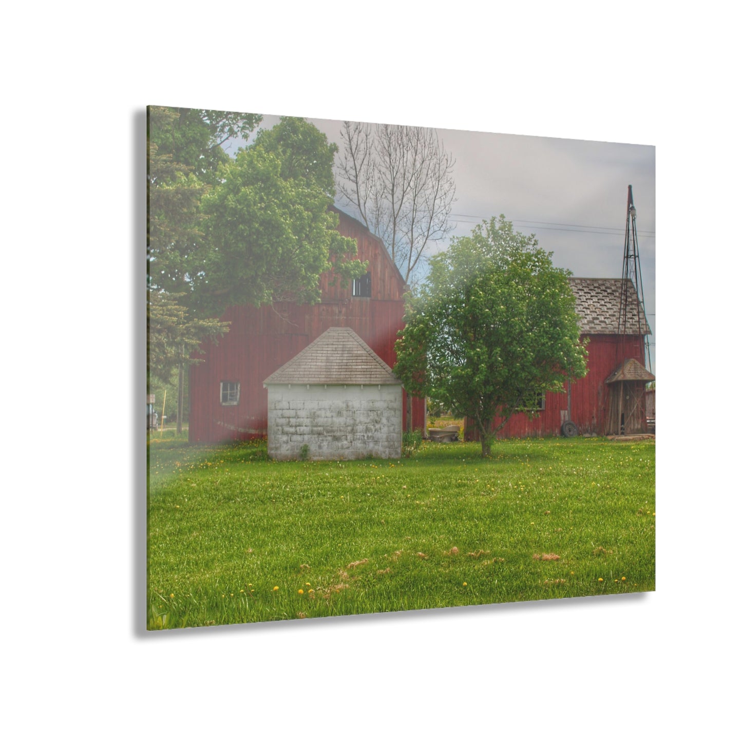 U R There Photography Roods Lake Road Red I Rustic Farmhouse Acrylic Wall Print