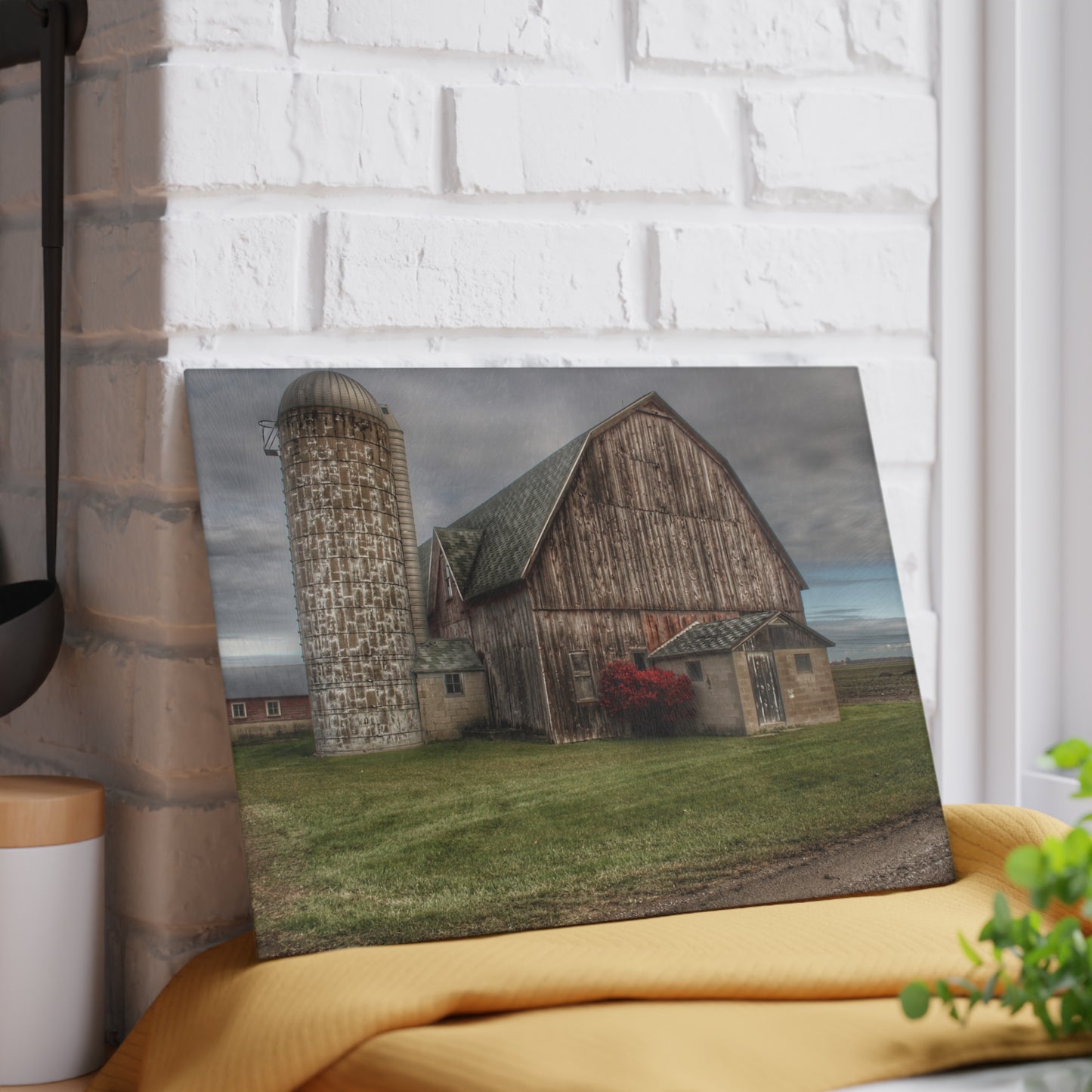 U R There Photography Roedel Road Red Rustic Farmhouse Tempered-Glass Cutting Board