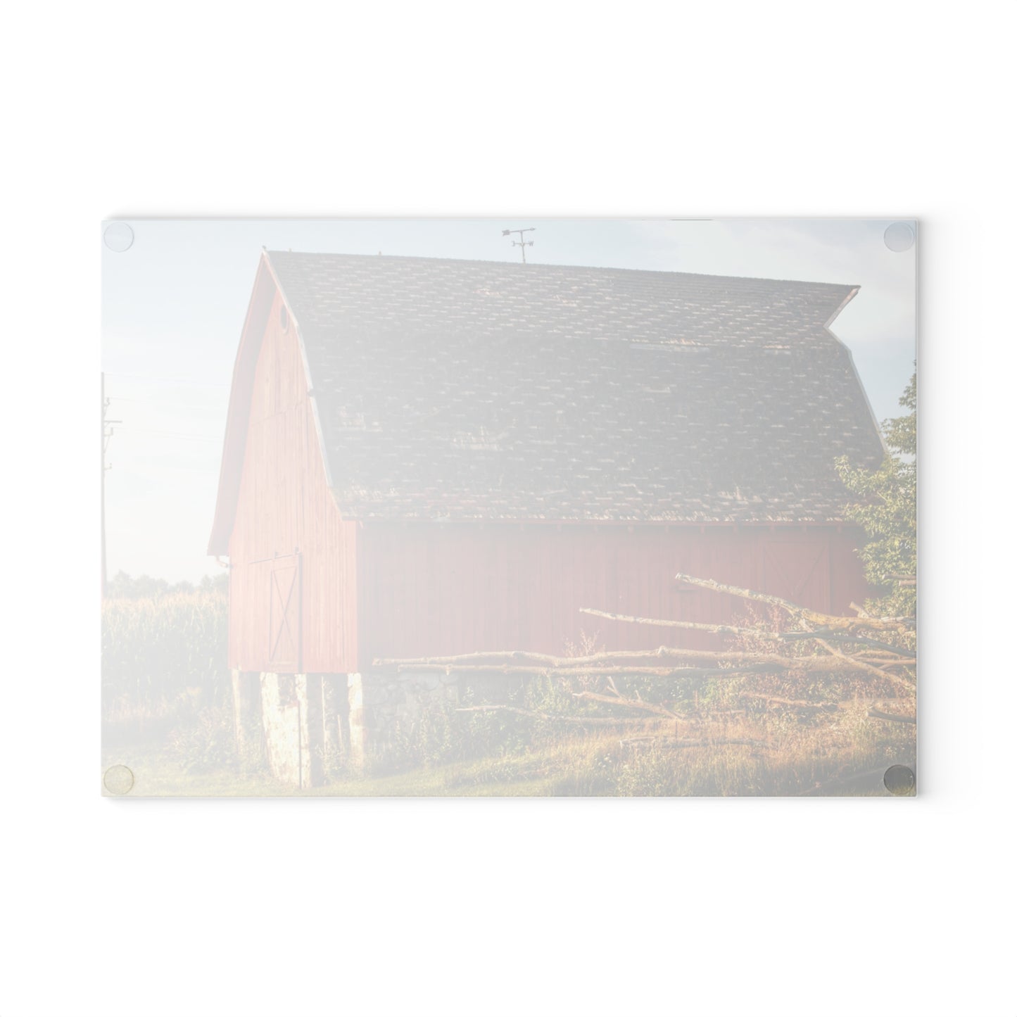 U R There Photography Otter Lake Road Red II Rustic Farmhouse Tempered-Glass Cutting Board