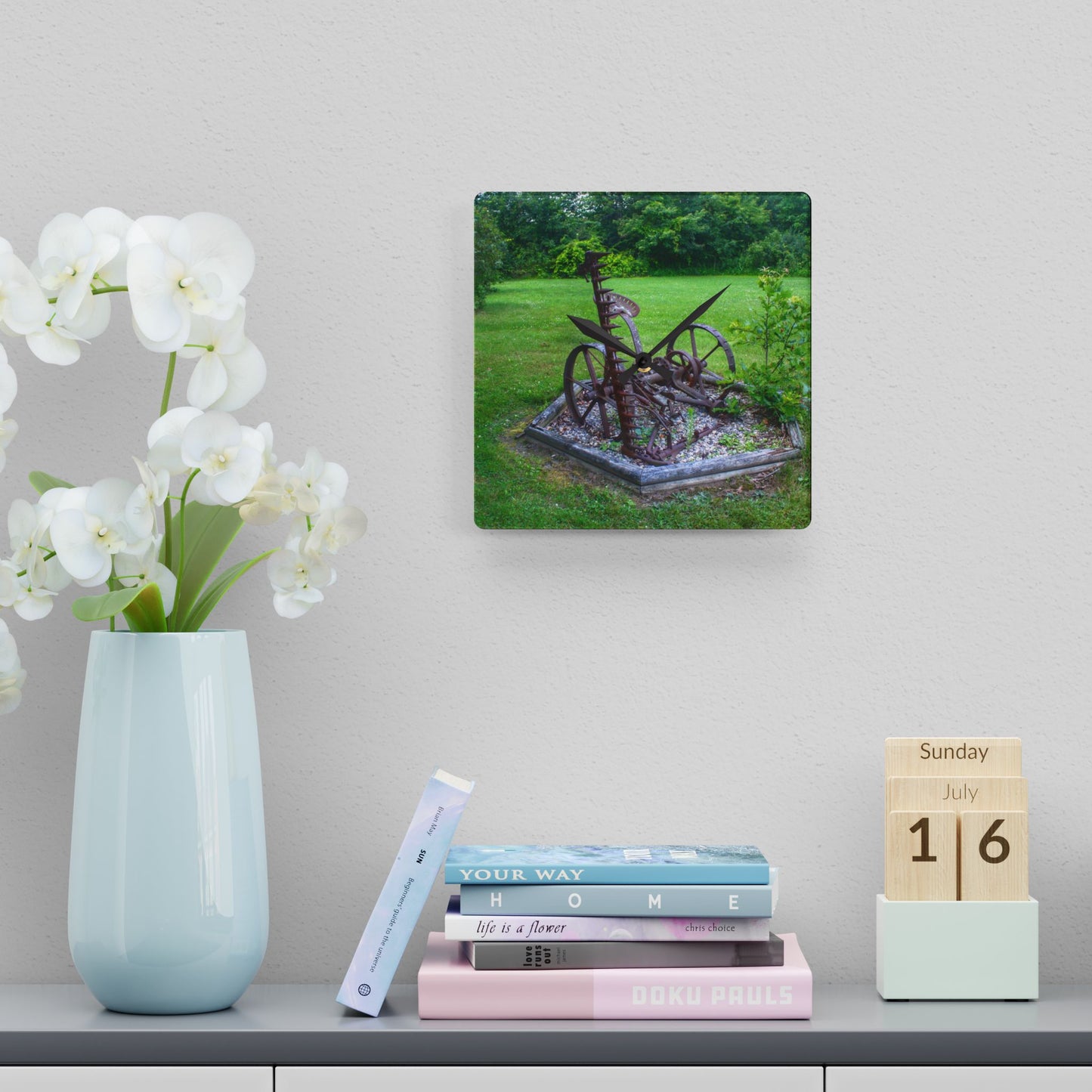 U R There Photography Farm Yard Art Rustic Farmhouse Acrylic Analog Wall Clock