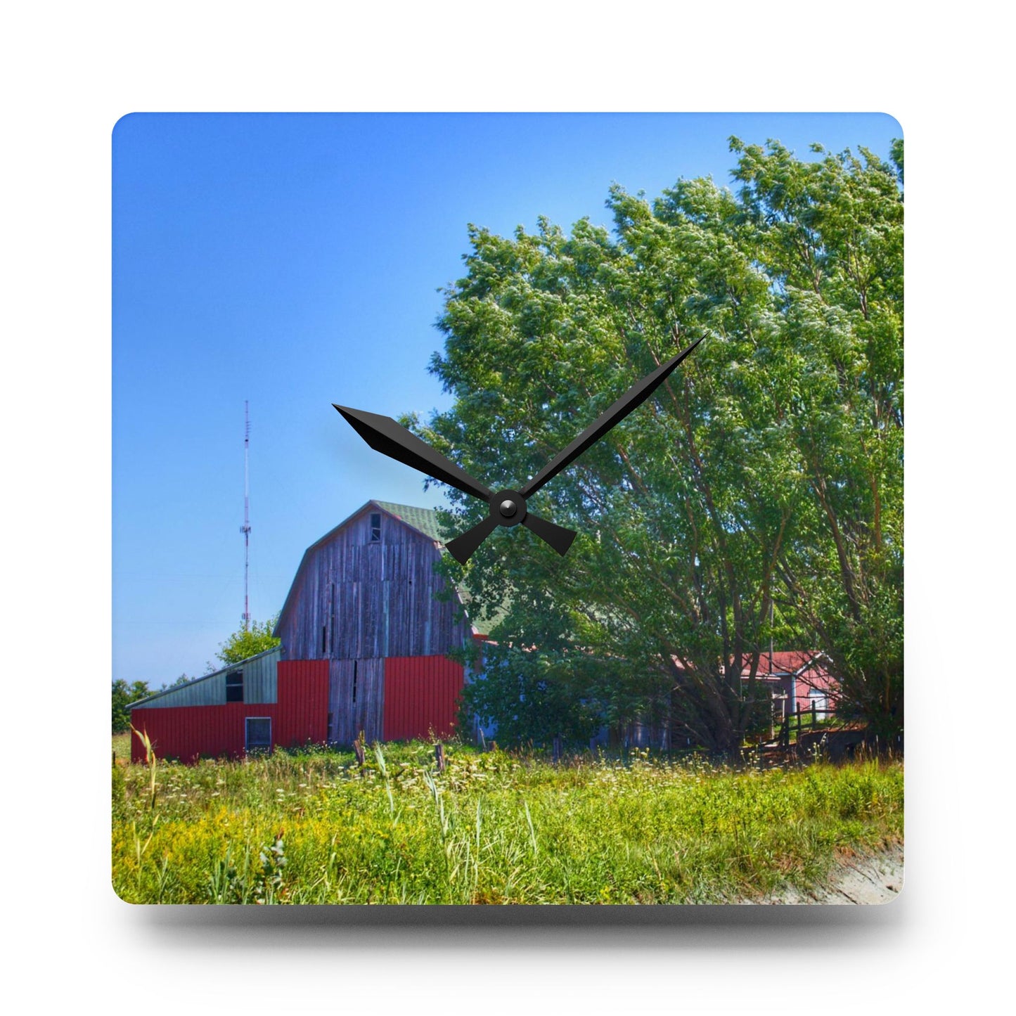 U R There Photography East Farrand Grey Rustic Farmhouse Acrylic Analog Wall Clock
