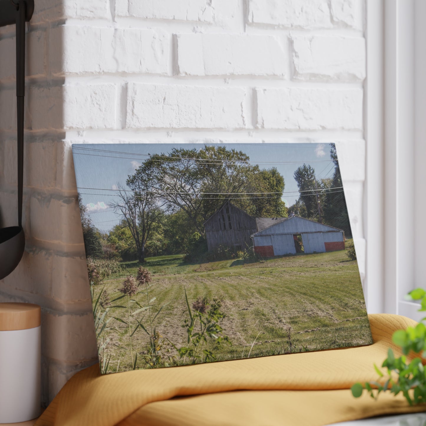 U R There Photography Havens Road Grey Rustic Farmhouse Tempered-Glass Cutting Board