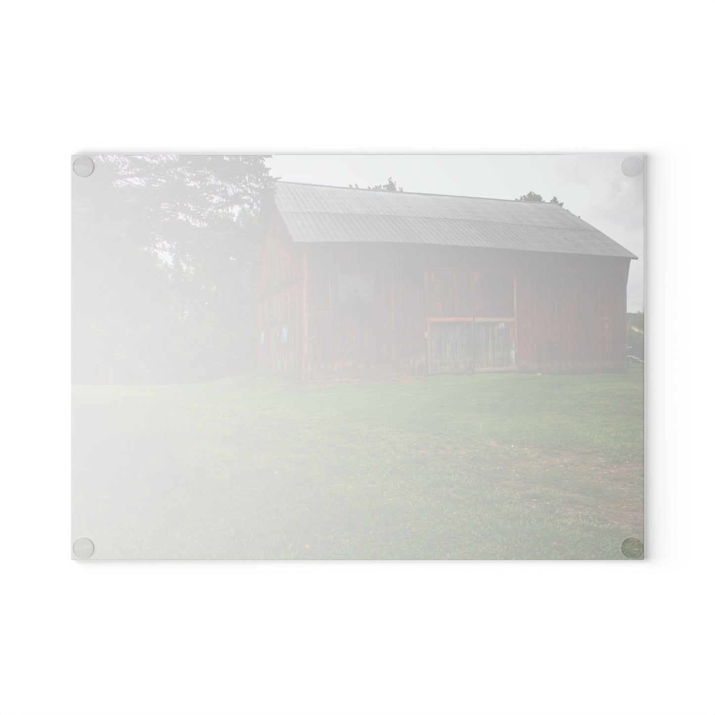 U R There Photography Rusted Red of Summer Rustic Farmhouse Tempered-Glass Cutting Board