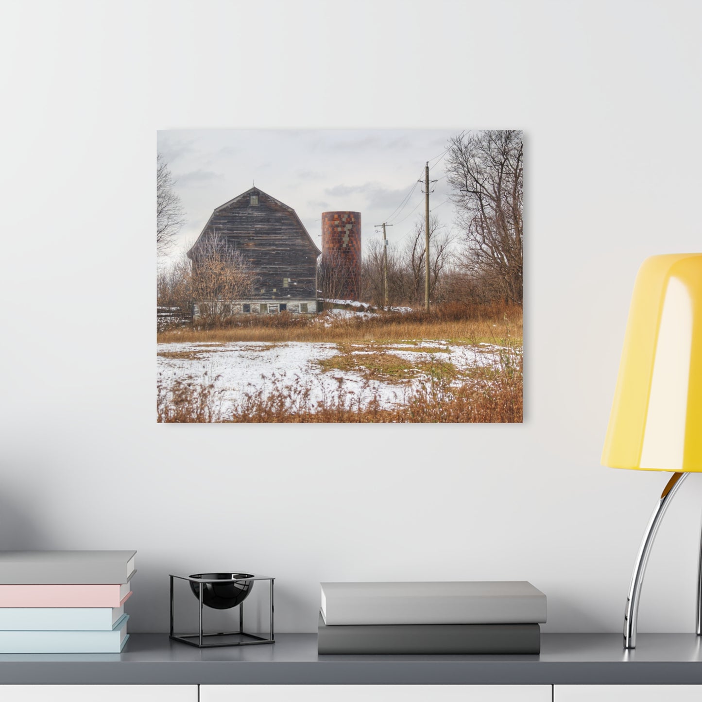 U R There Photography Secord Lake Road Grey Rustic Farmhouse Acrylic Wall Print