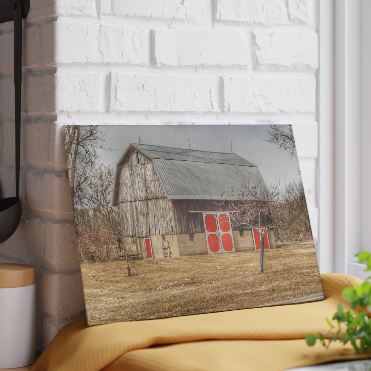 U R There Photography Sheridan Road Grey Rustic Farmhouse Tempered-Glass Cutting Board