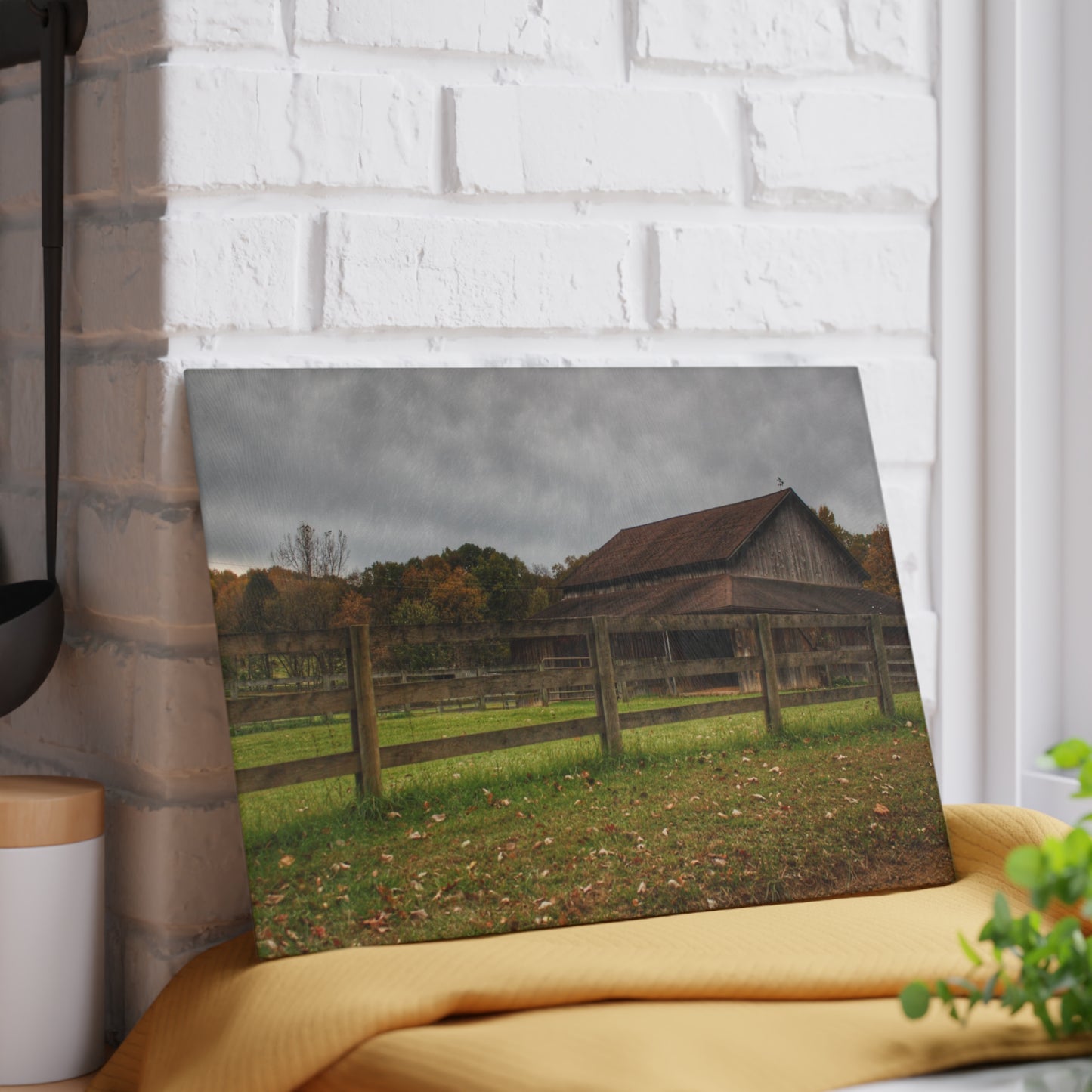 U R There Photography Chalet Grey I Rustic Farmhouse Tempered-Glass Cutting Board