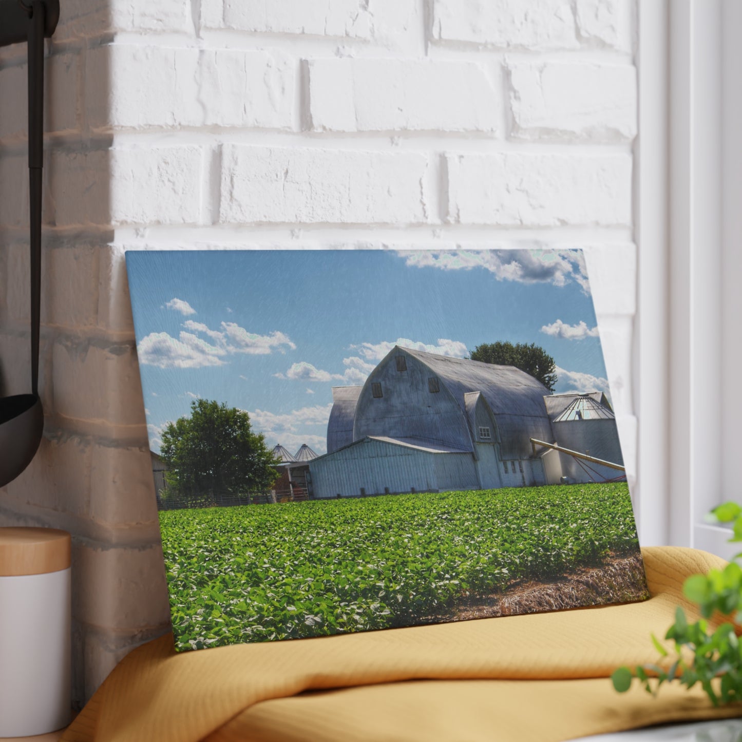 U R There Photography Canada Road White Rustic Farmhouse Tempered-Glass Cutting Board