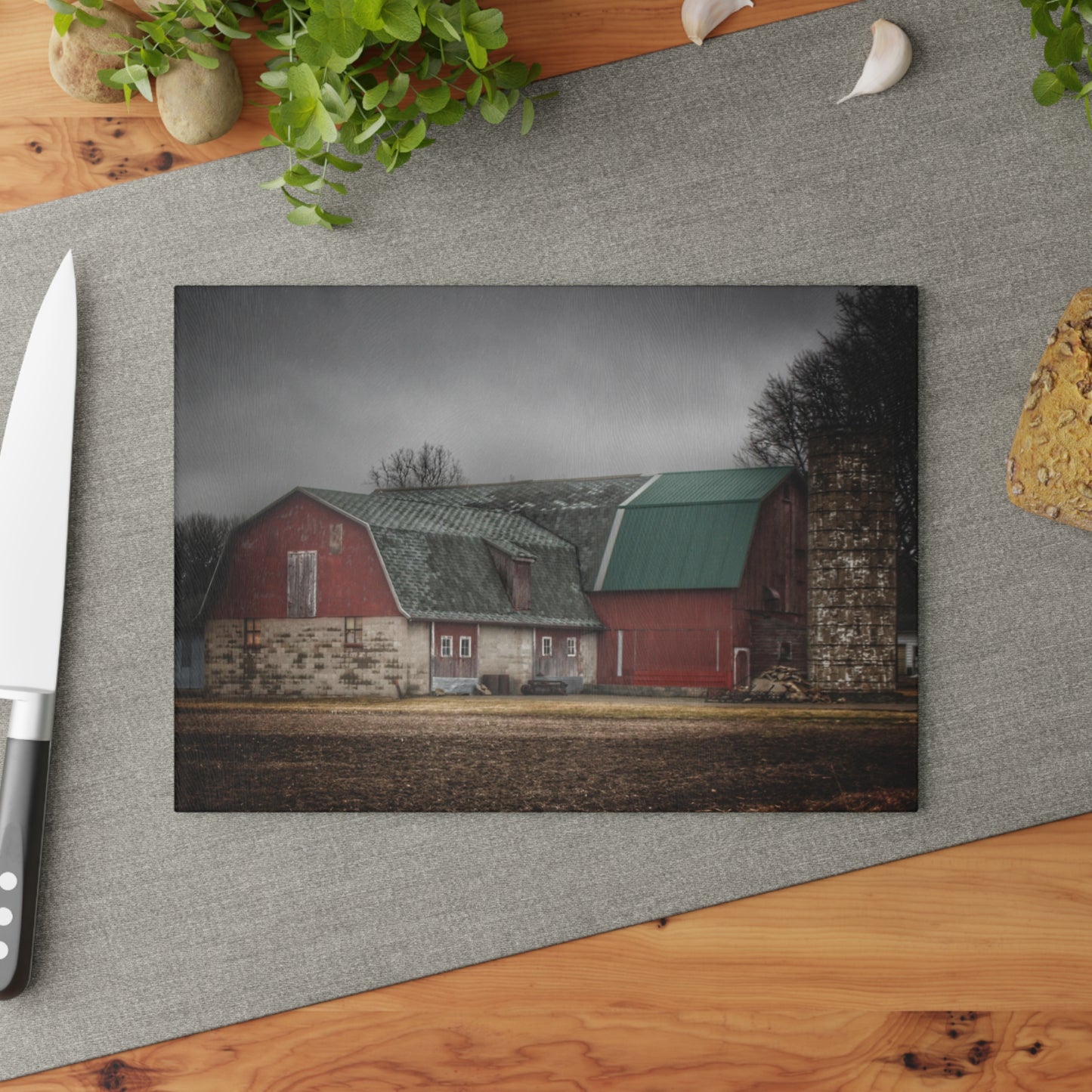 U R There Photography Arbela Reds Rustic Farmhouse Tempered-Glass Cutting Board