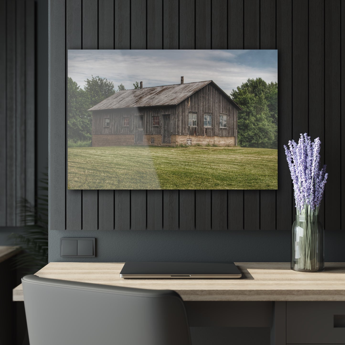 U R There Photography West Tuscola Road Grey Shack Rustic Farmhouse Acrylic Wall Print