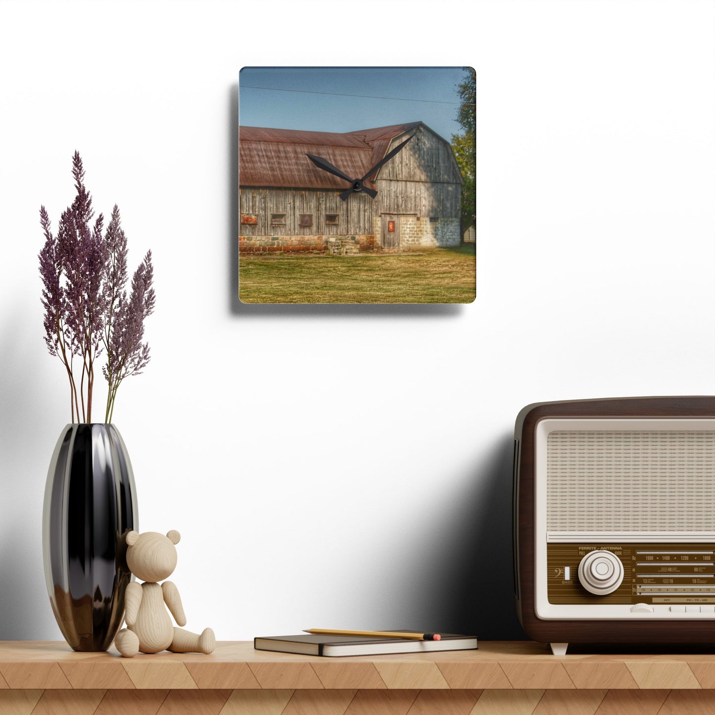 U R There Photography Irish Road Grey Rustic Farmhouse Acrylic Analog Wall Clock