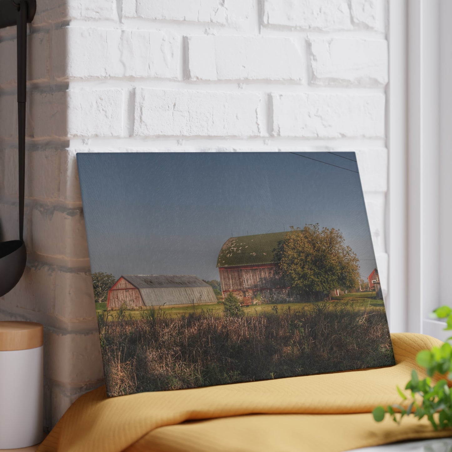 U R There Photography Summers Road Reds Rustic Farmhouse Tempered-Glass Cutting Board