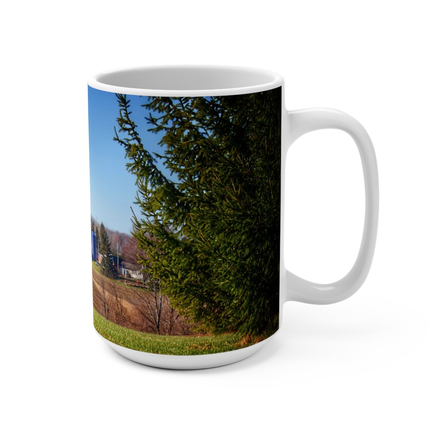Rustic Farmhouse Coffee Mug Featuring Across the Field on Brocker Road