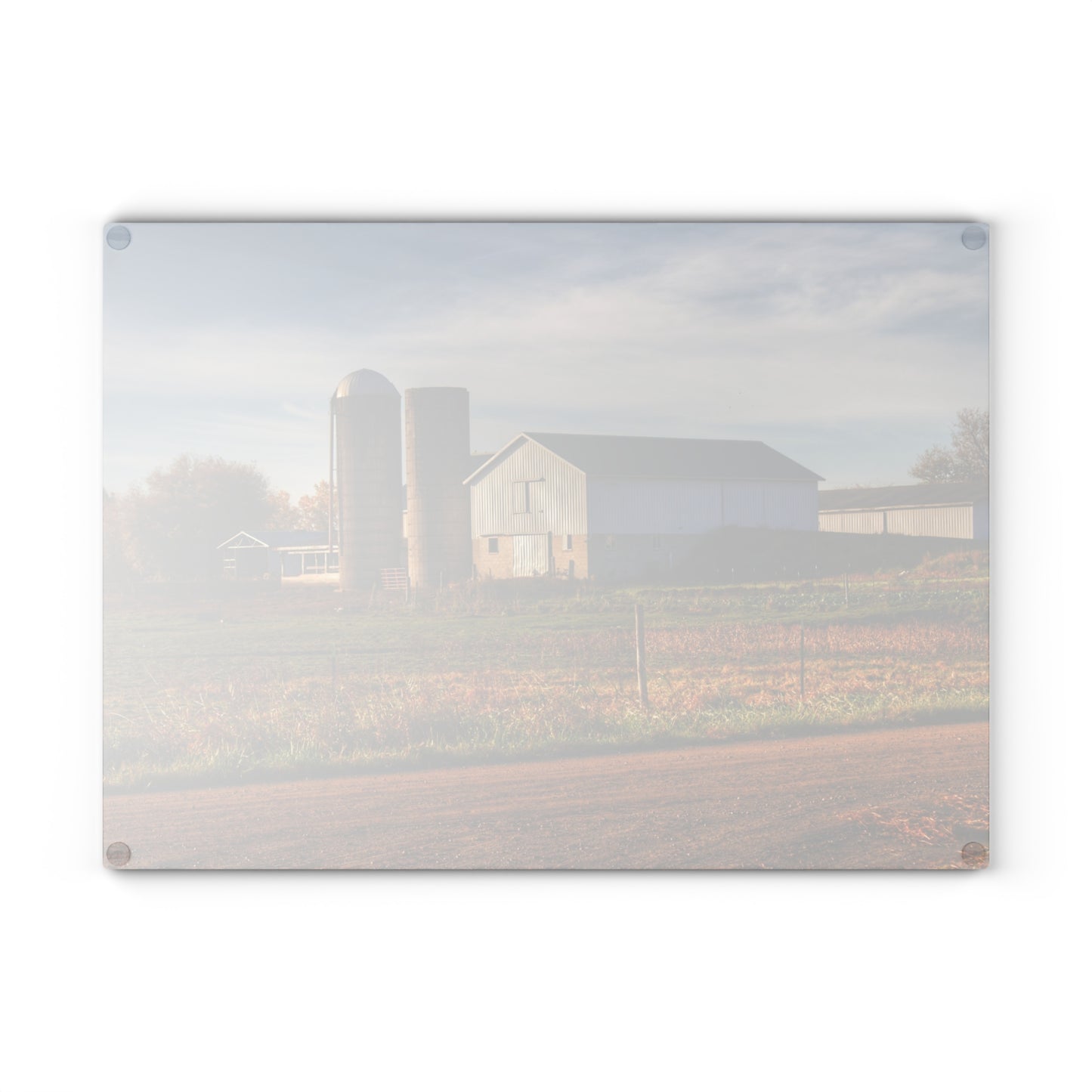 U R There Photography Cade Road White Rustic Farmhouse Tempered-Glass Cutting Board