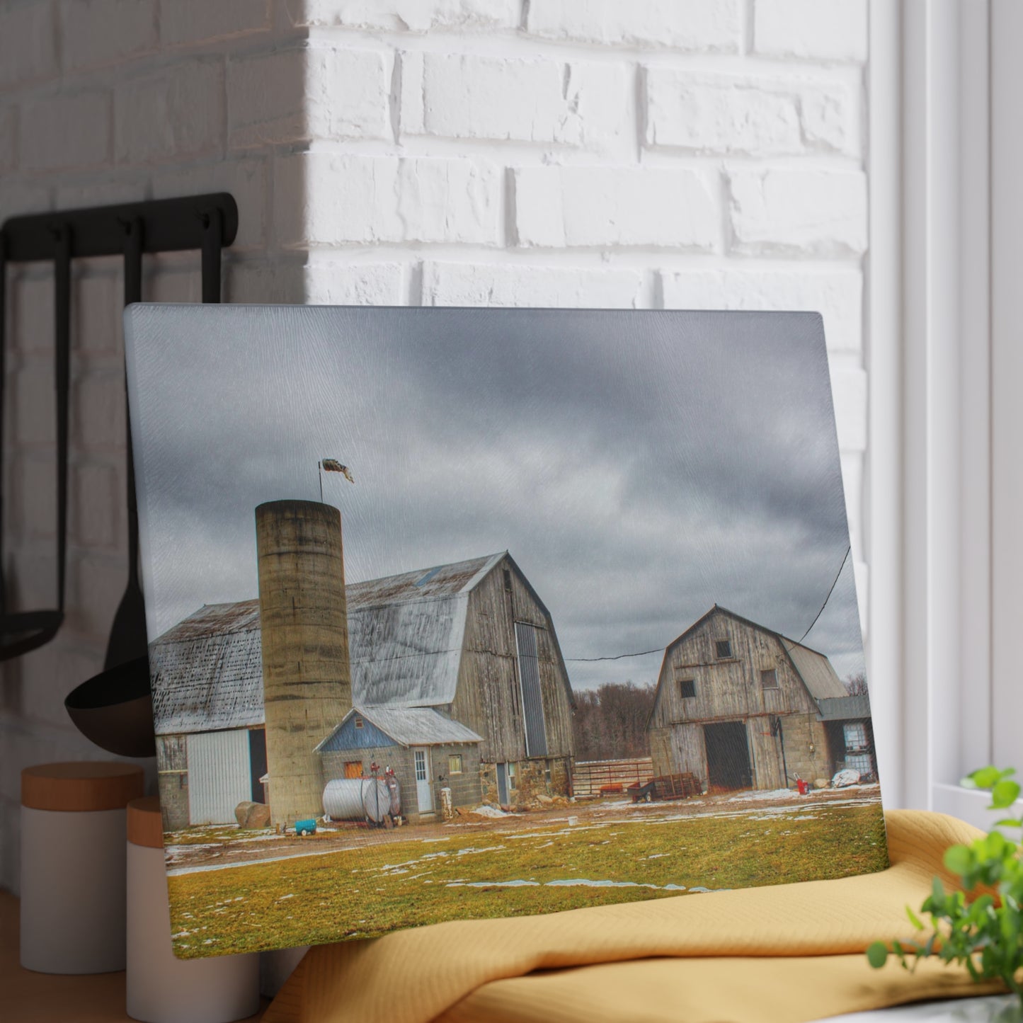 U R There Photography Chapman Road Greys Rustic Farmhouse Tempered-Glass Cutting Board