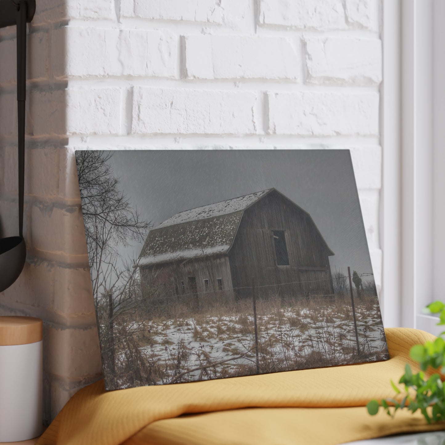 U R There Photography South Kirk Road Grey Rustic Farmhouse Tempered-Glass Cutting Board